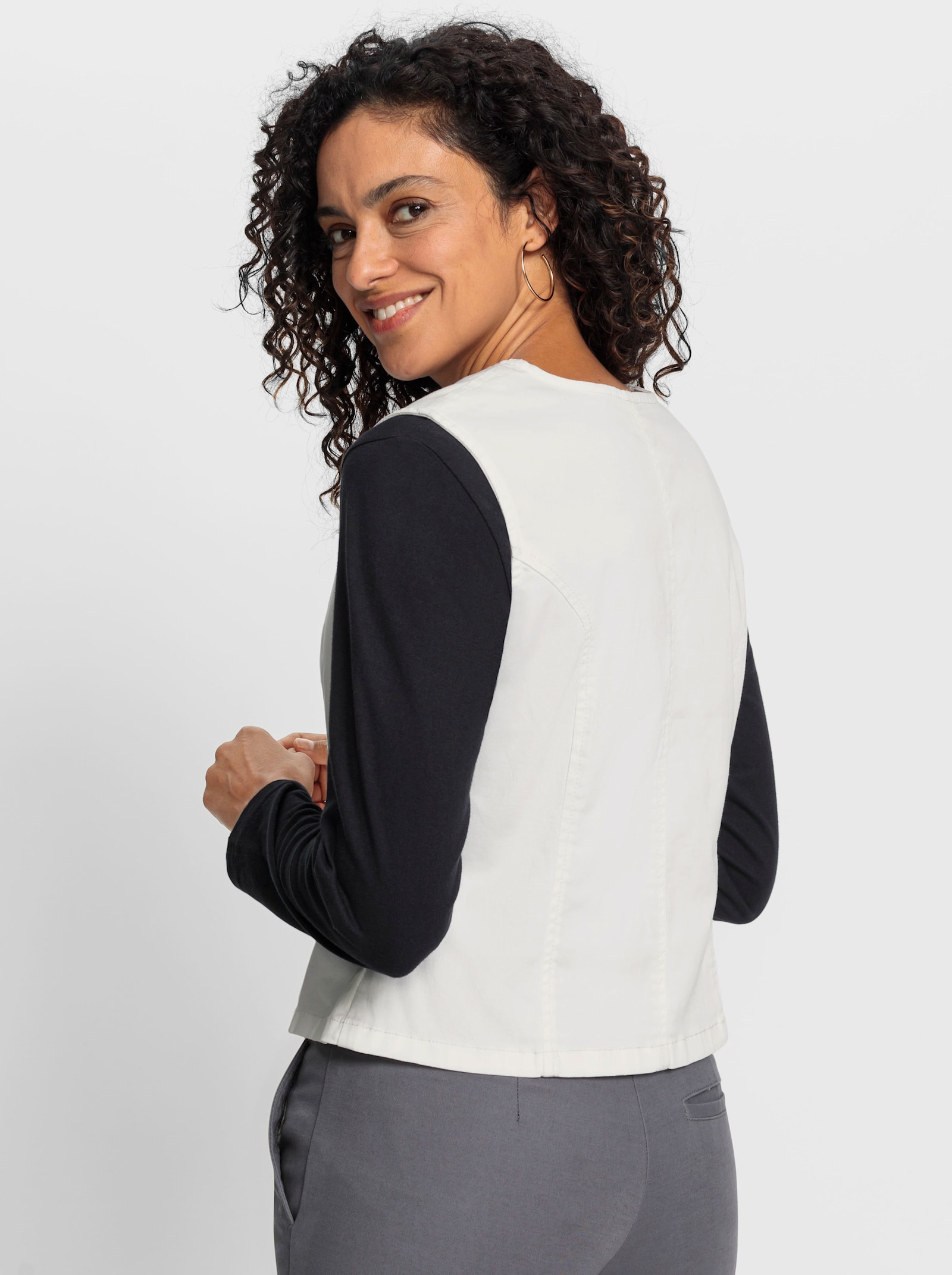 Jeansweste mit Wellenkante - ecru