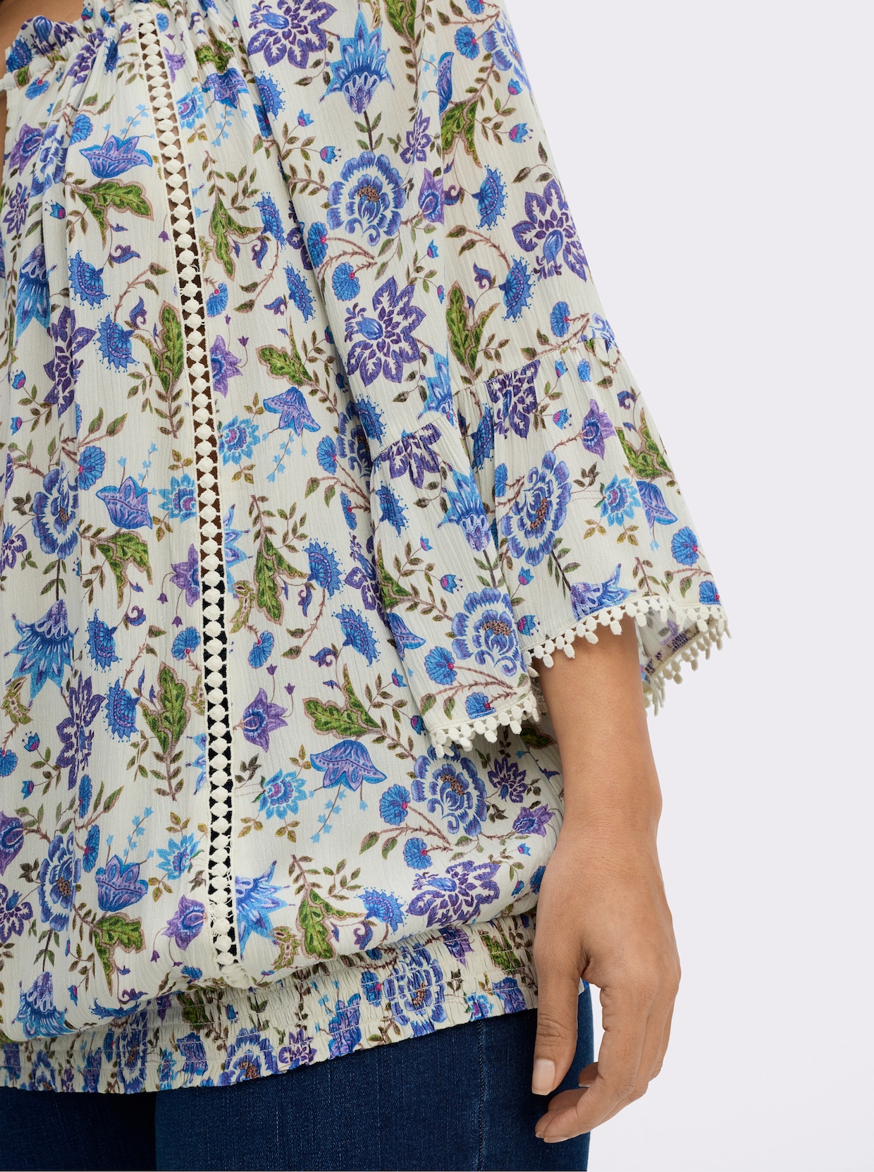 sheego by Joe Browns Tunika im Boho-Look - champagner-royalblau-gemustert