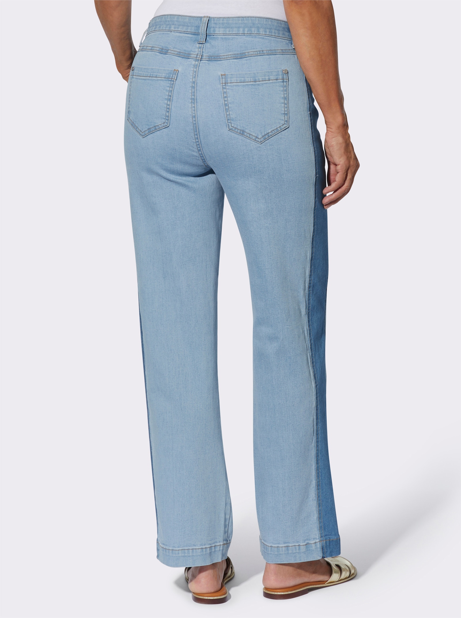 5-Pocket-Jeans mit seitlichen Kontrasten - blue-bleached
