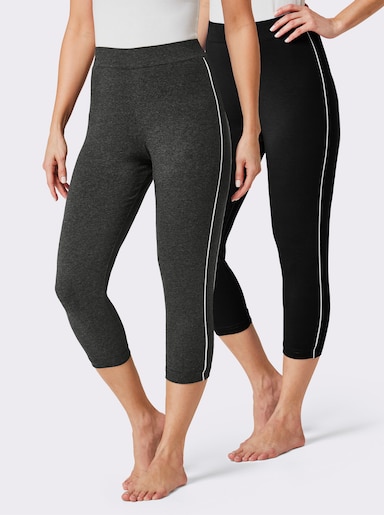 Plantier Leggings 3/4-lang - schwarz + anthrazit-meliert