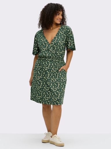 sheego Jerseykleid mit Flügelärmeln - moos-pistazie-bedruckt
