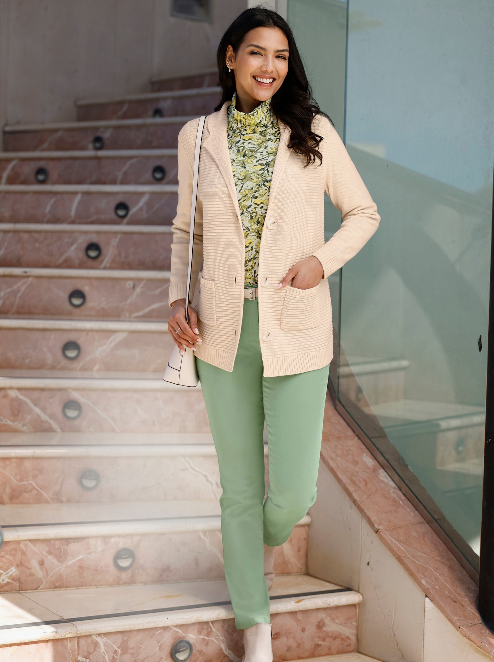 Cardigan in Ripp-Optik - elfenbein