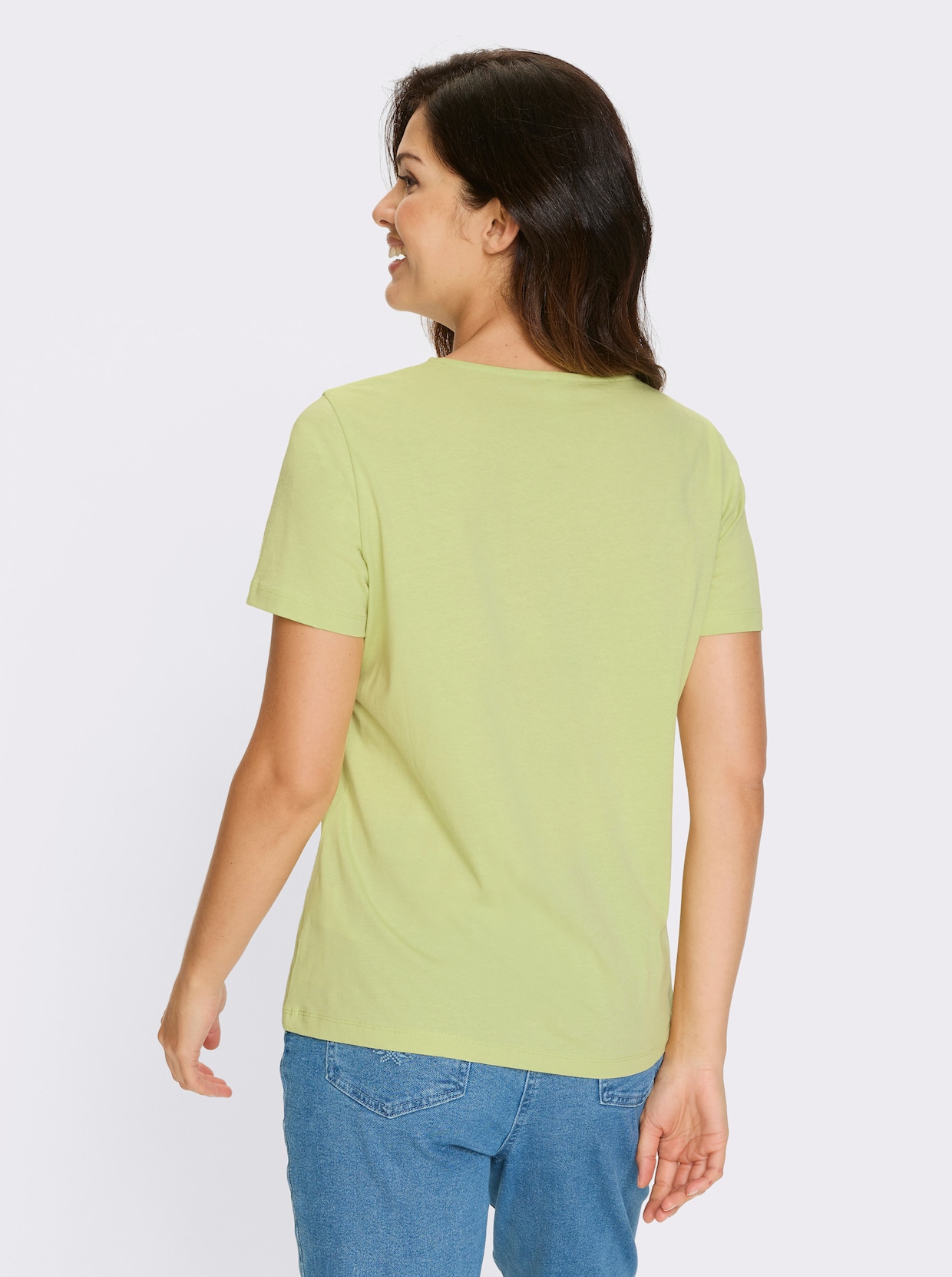 Kurzarmshirt - pistazie-jeansblau-bedruckt