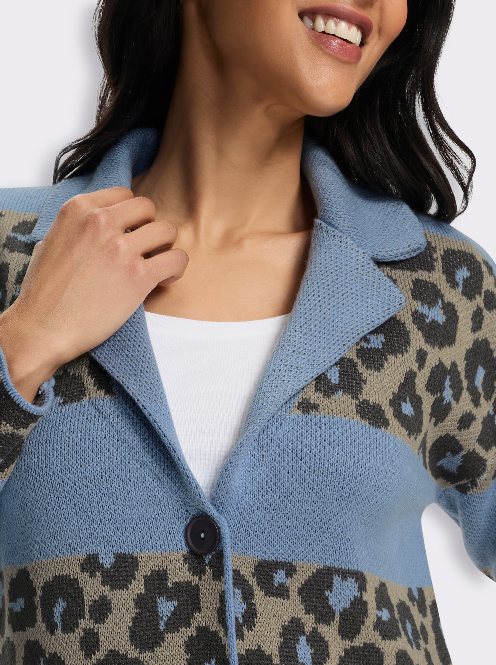 Jacquardstrickjacke im Mustermix - bleu-graphit-gemustert