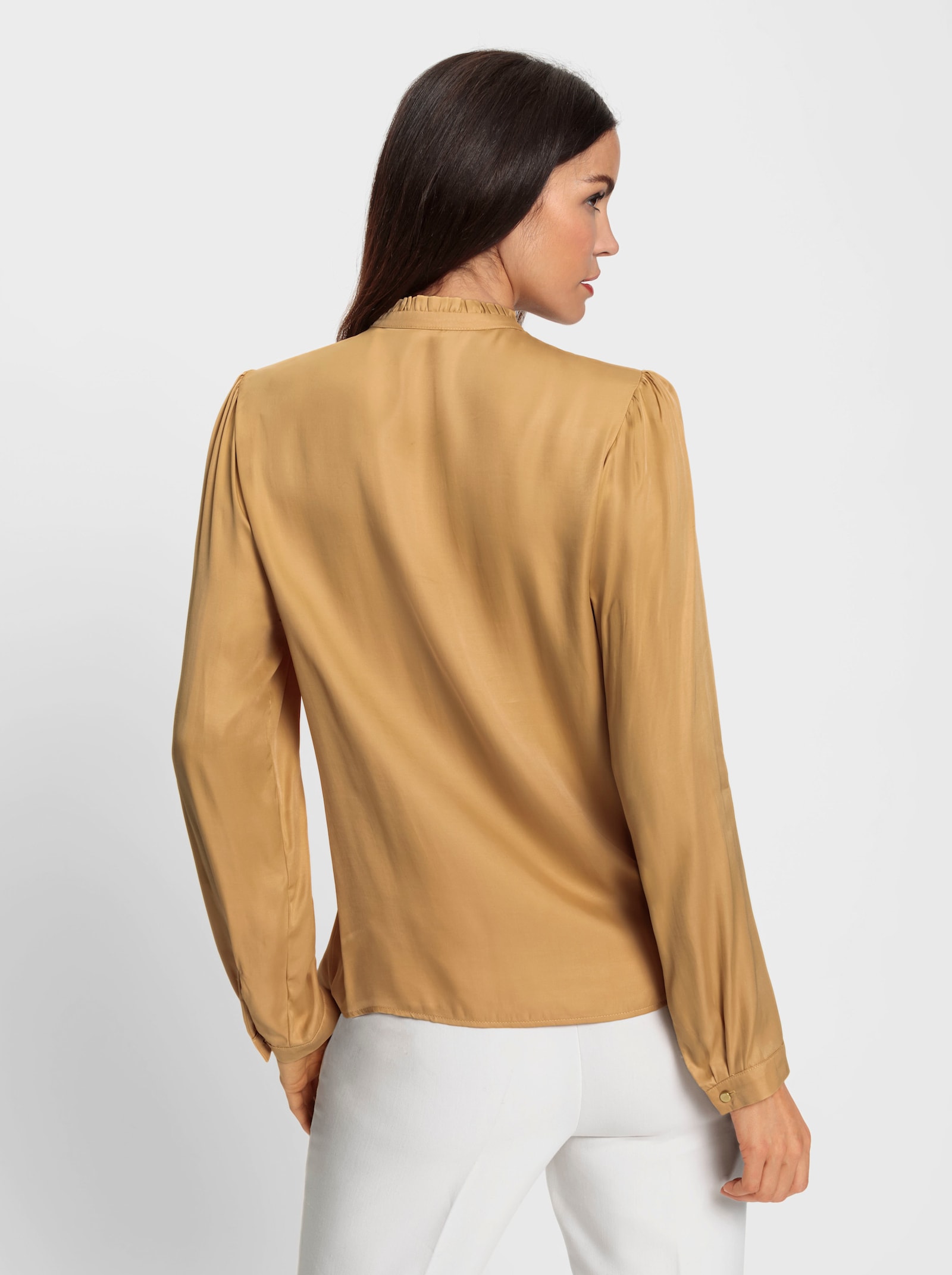 heine Bluse mit Stehkragen und Puffärmeln - goldfarben