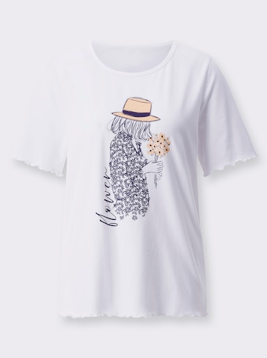 Kurzarmshirt - weiss-marine