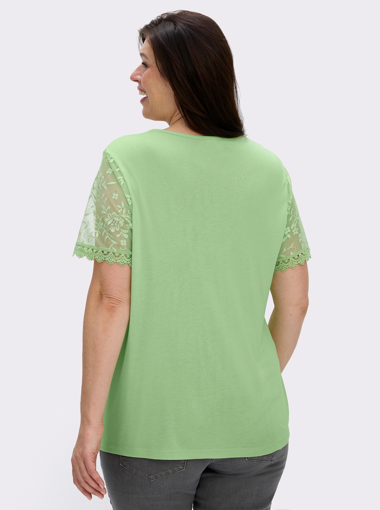 Spitzenshirt aus reiner Viskose - reseda