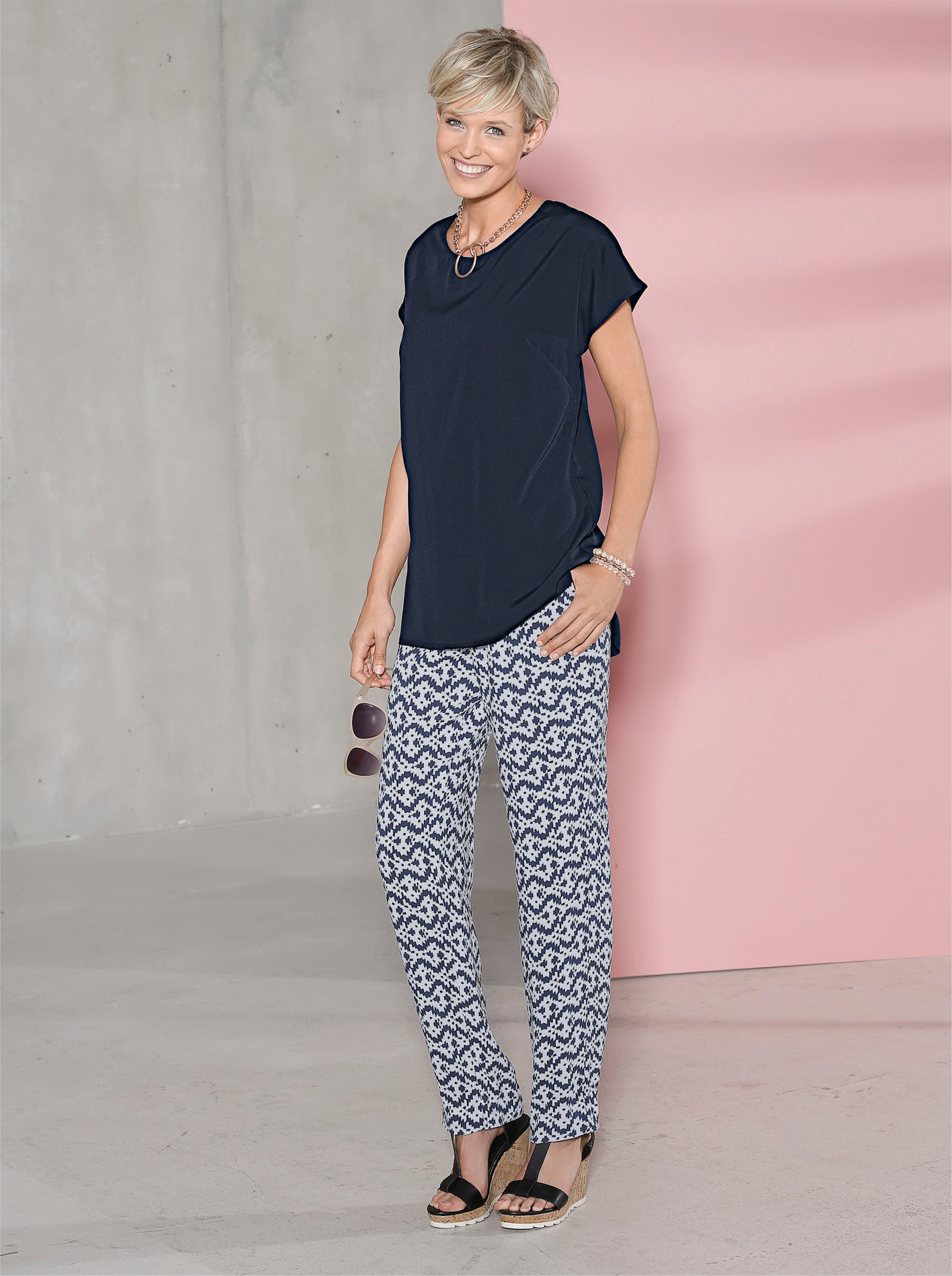 Tuniek met oversized schouders - marine