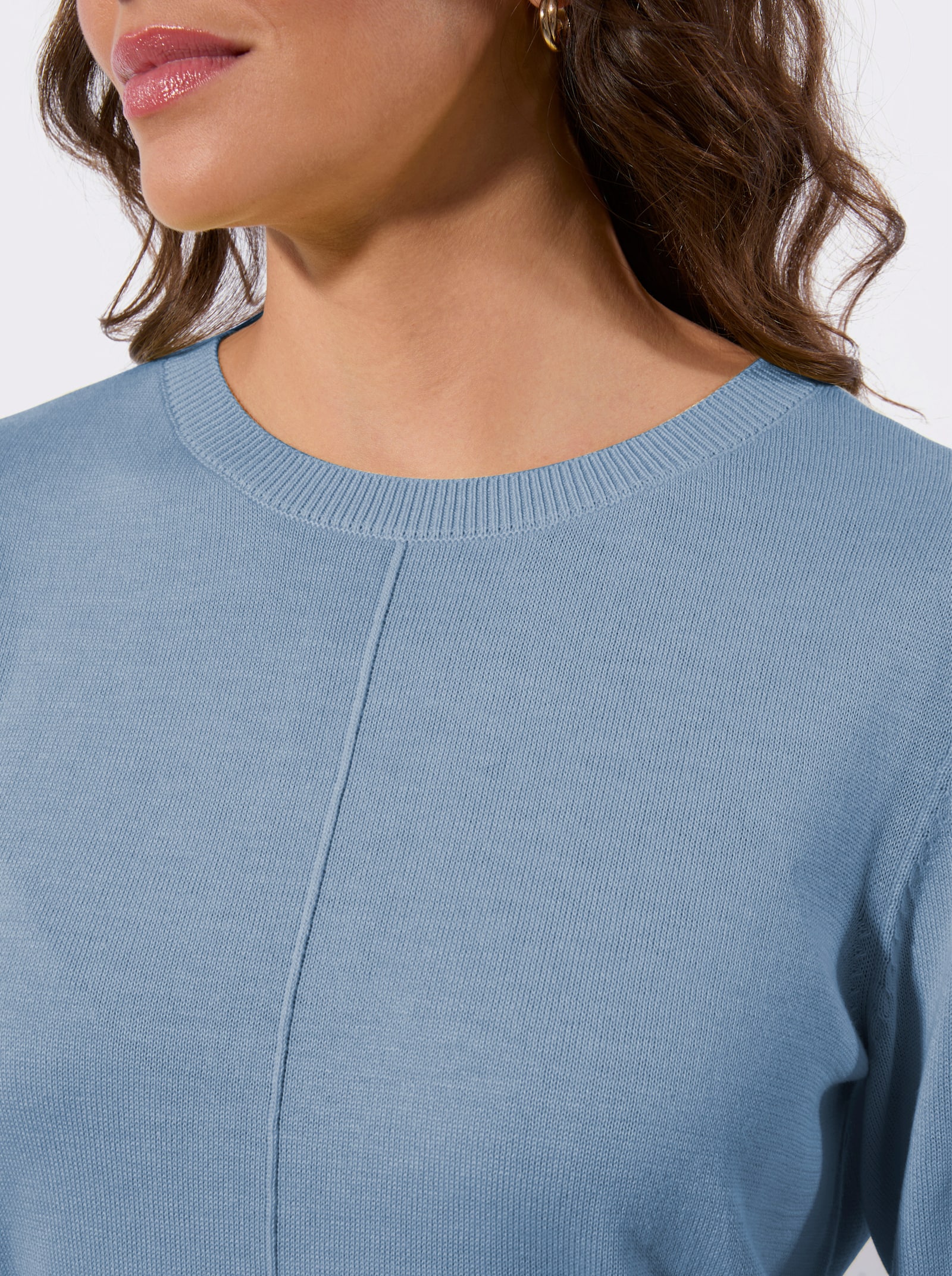 Langarm-Pullover - eisblau