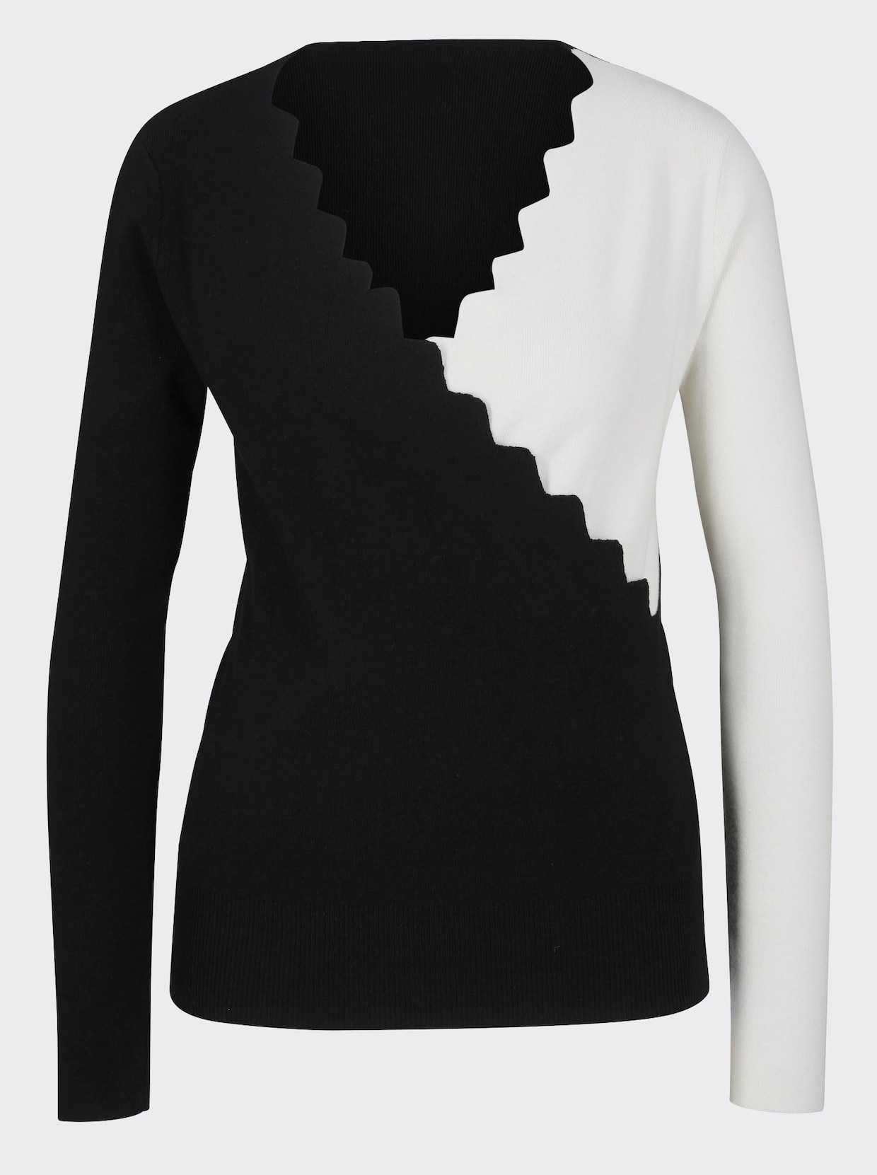heine Pullover met V-hals - zwart/offwhite