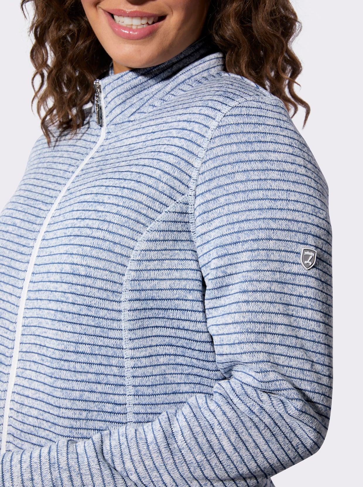Strickfleecejacke - jeansblau-meliert