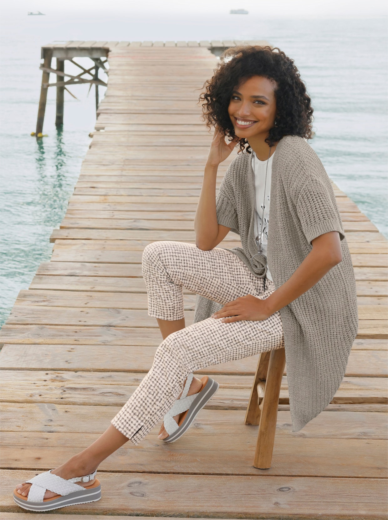 heine Pantalon imprimé - gris clair-écru imprimé