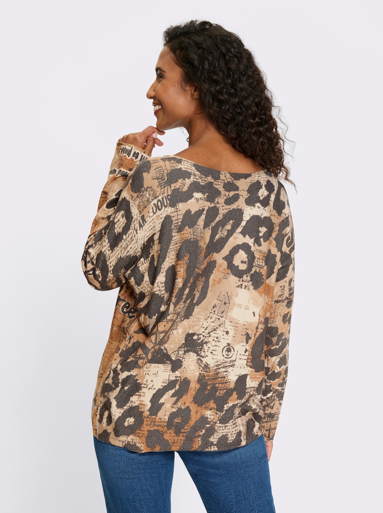heine Pullover - champagner-graphit-bedruckt