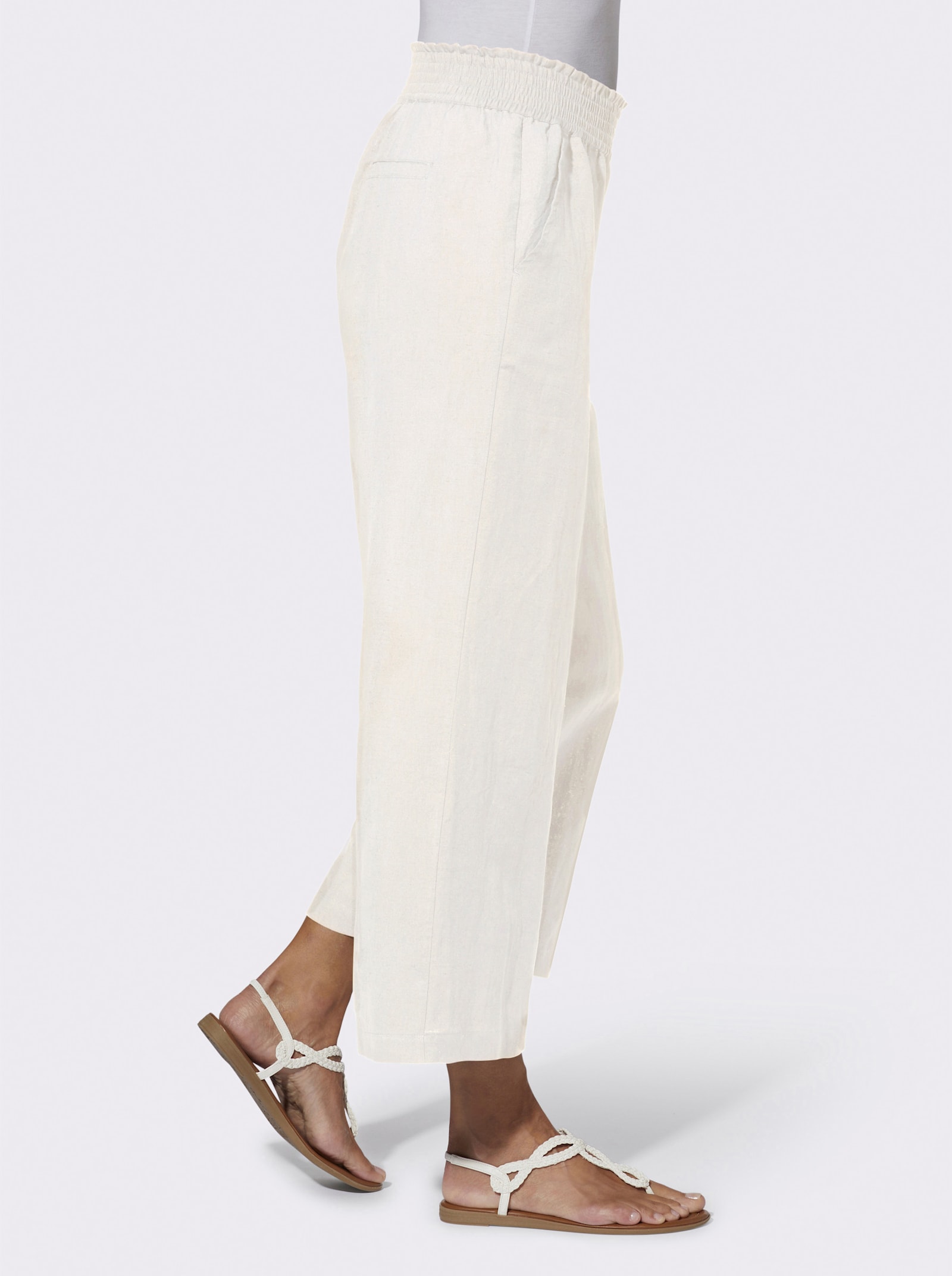 Culotte mit Leinen-Anteil - ecru
