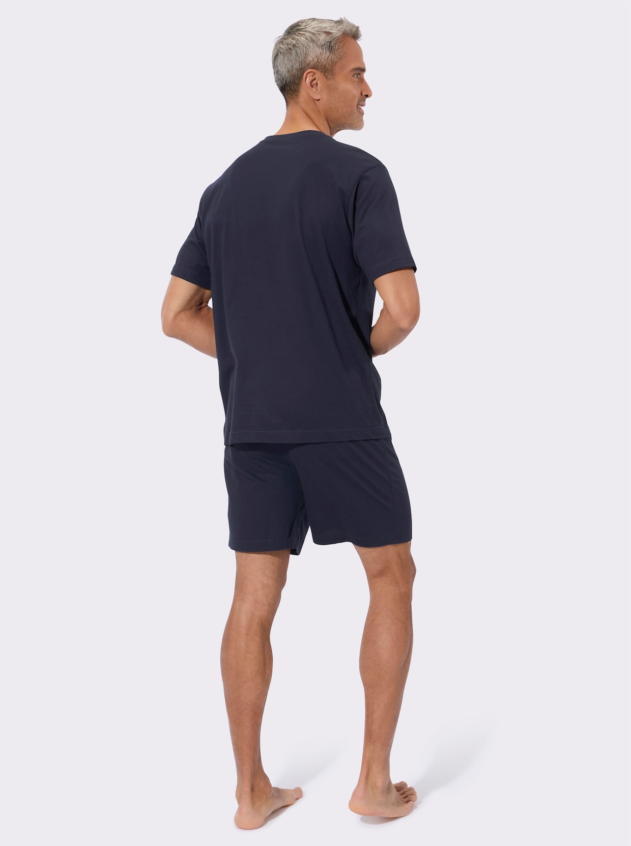 Krátké pyžamo z čisté bavlny - námořnická modrá