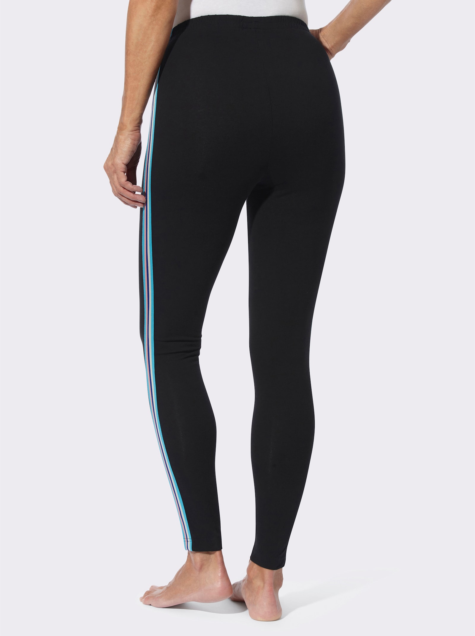 Legging met gestreepte band - zwart