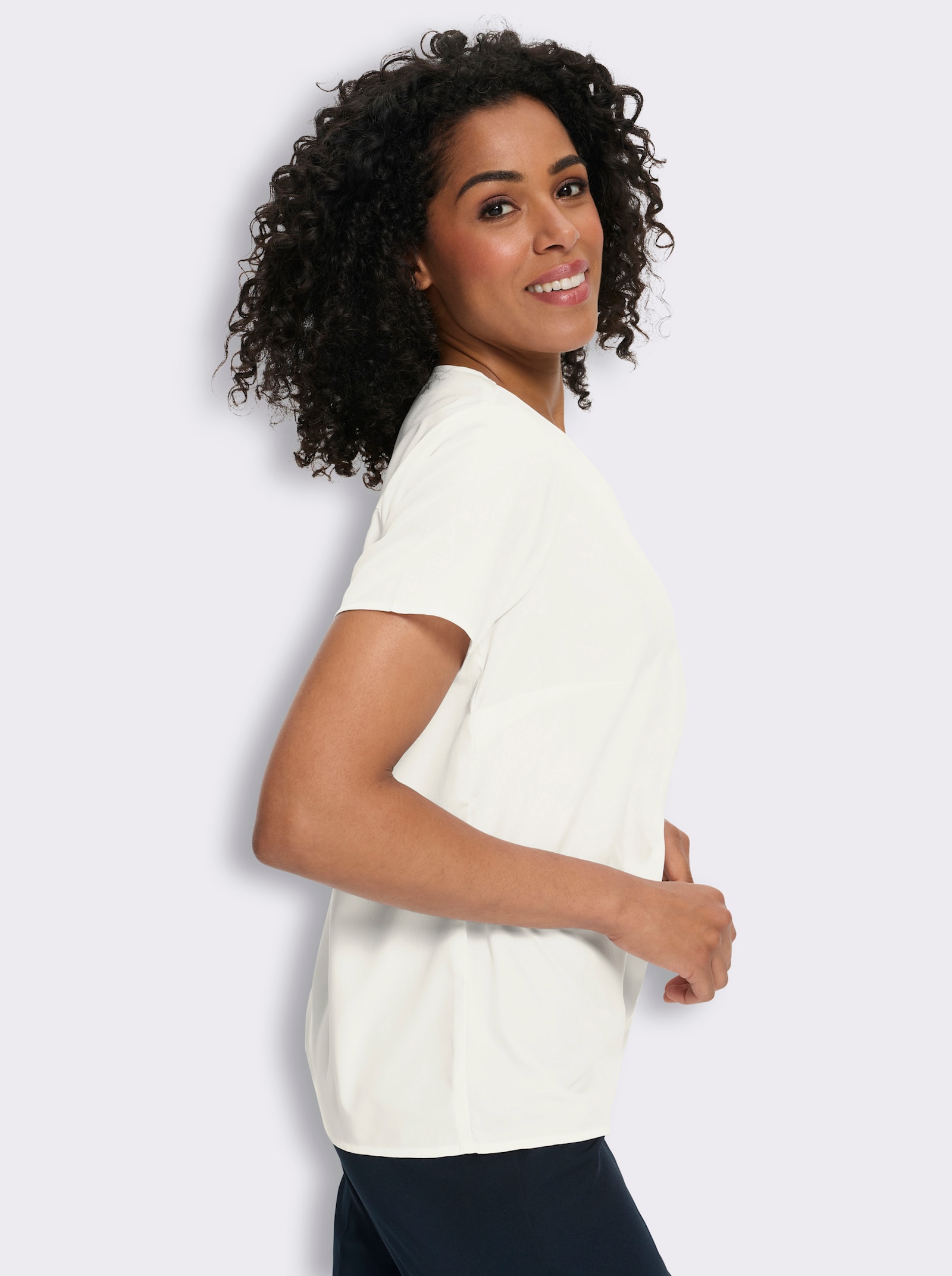 Comfortblouse met stolpplooi voor - wit