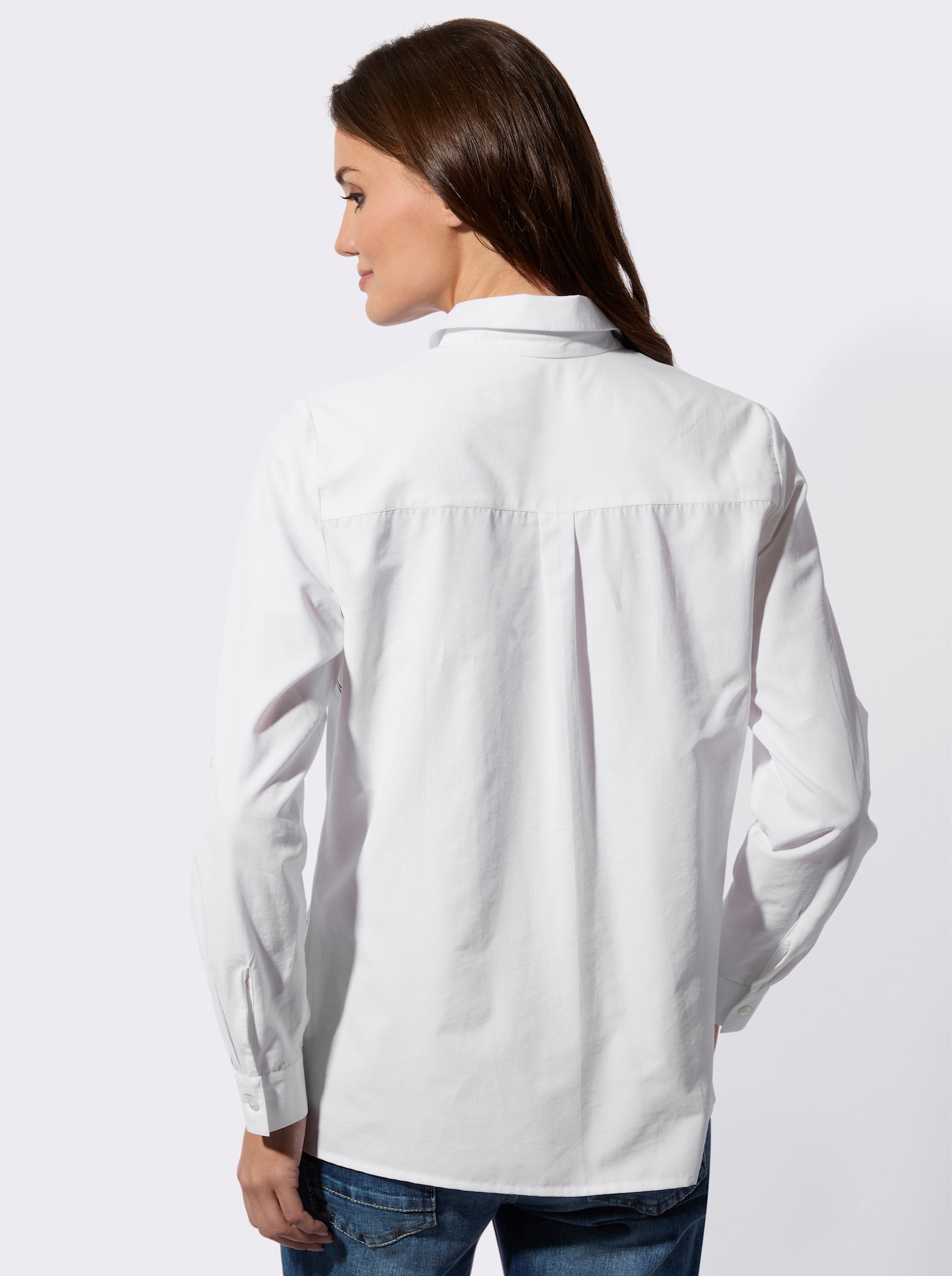 Hemdbluse mit Druck-Mustermix - weiß-bedruckt