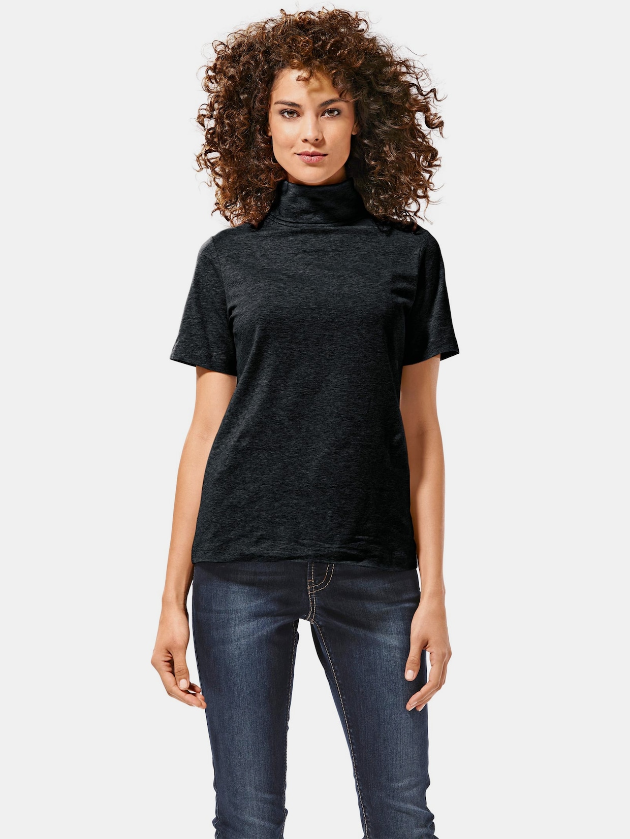 Linea Tesini Rollkragen-Shirt - schwarz