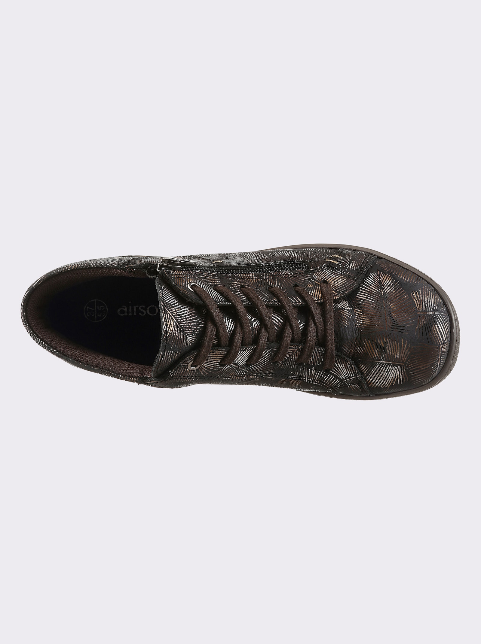 airsoft modern+ Stiefelette mit glänzendem Feder-Muster - schwarz-bedruckt