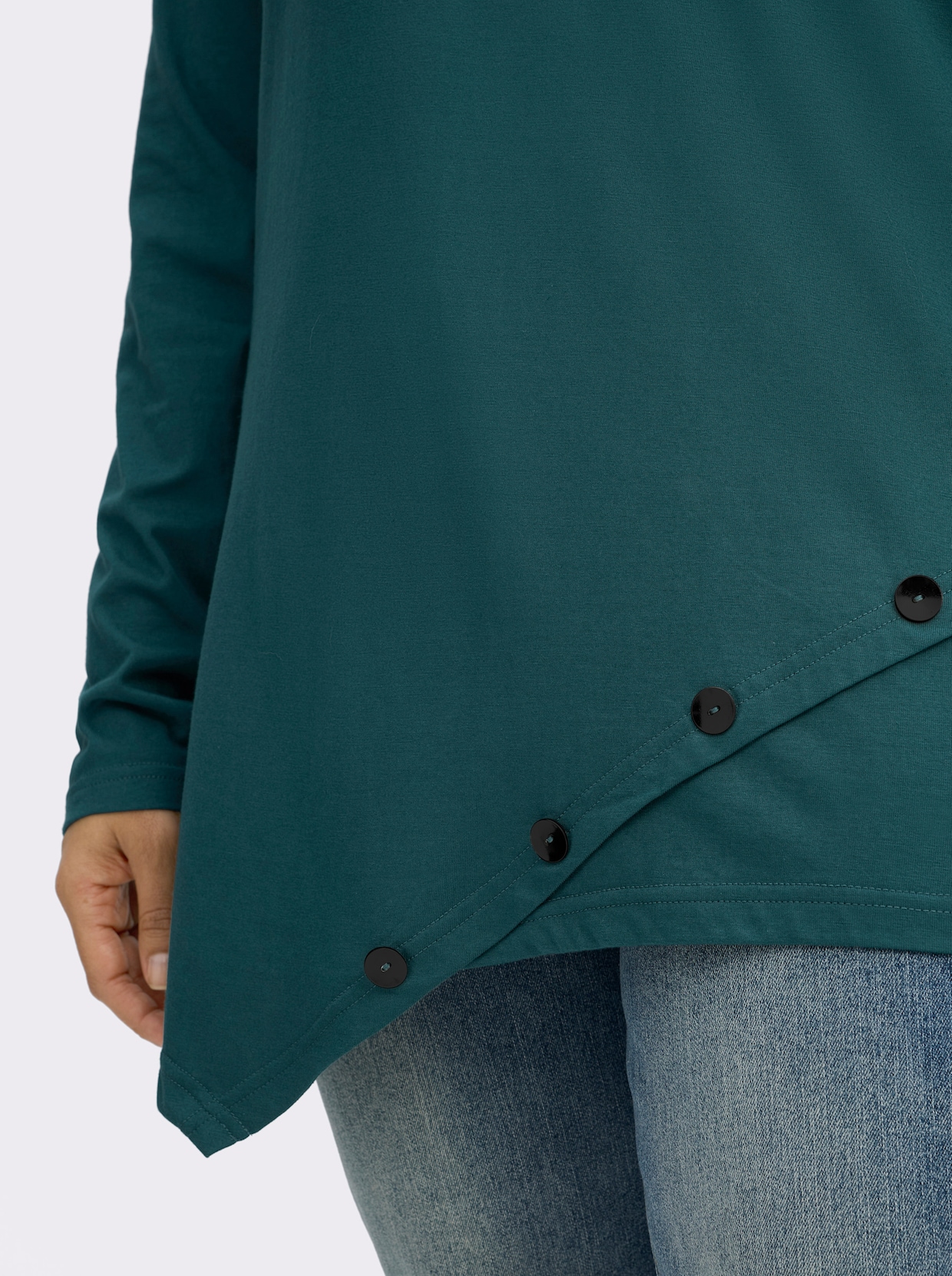 sheego by Joe Browns Langarmshirt in modischer Asymmetrie - petrol