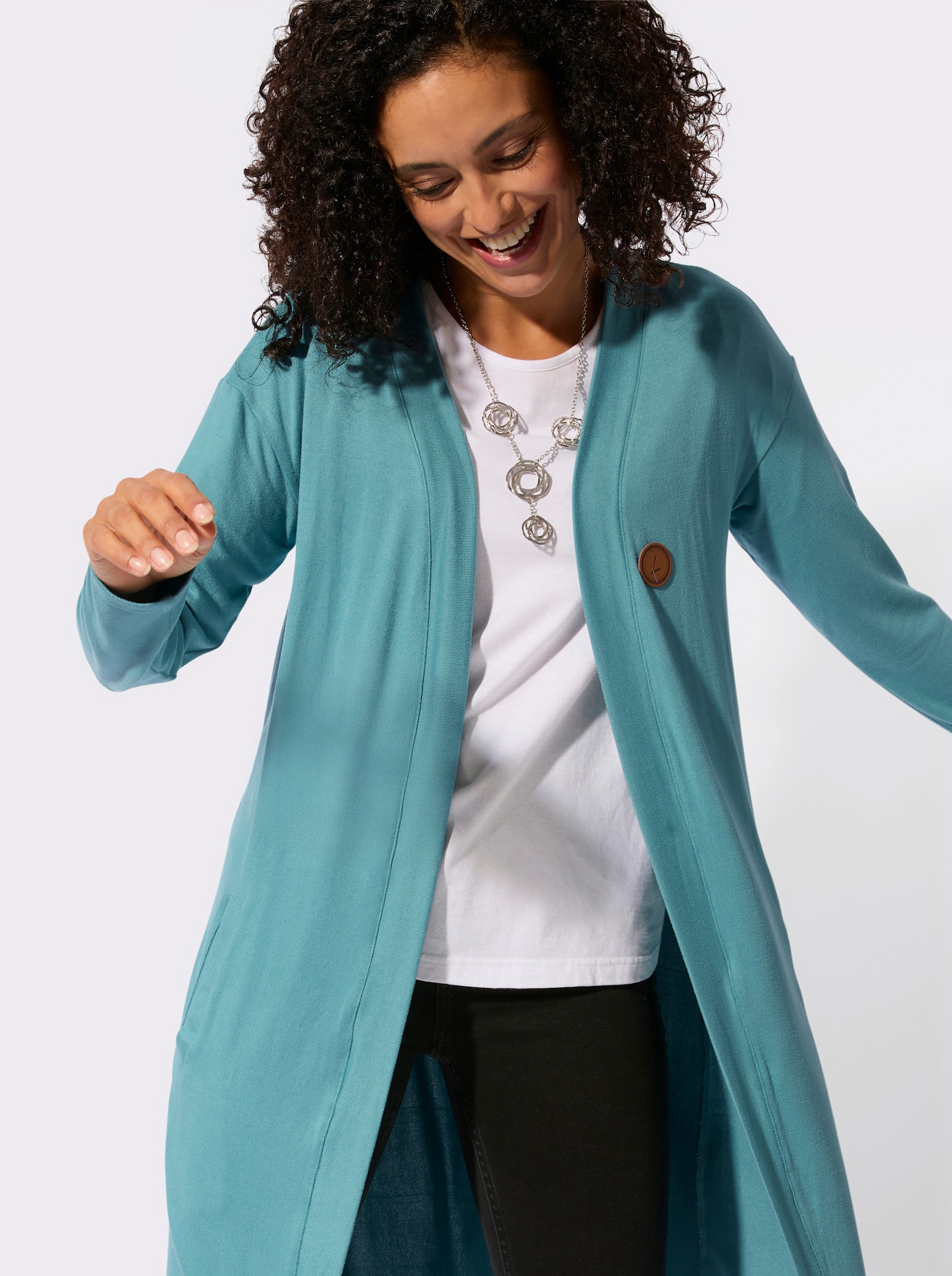 Shirtjacke in offener Form - ozean