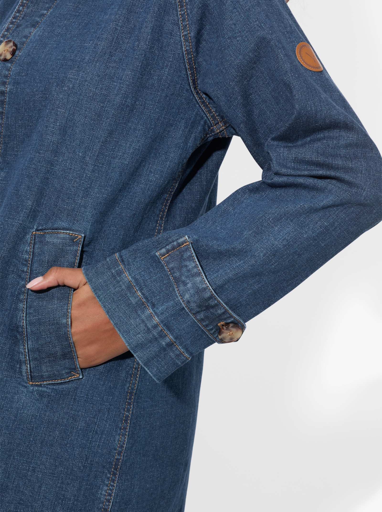 Kurzmantel aus weichem Denim - blue-stone-washed