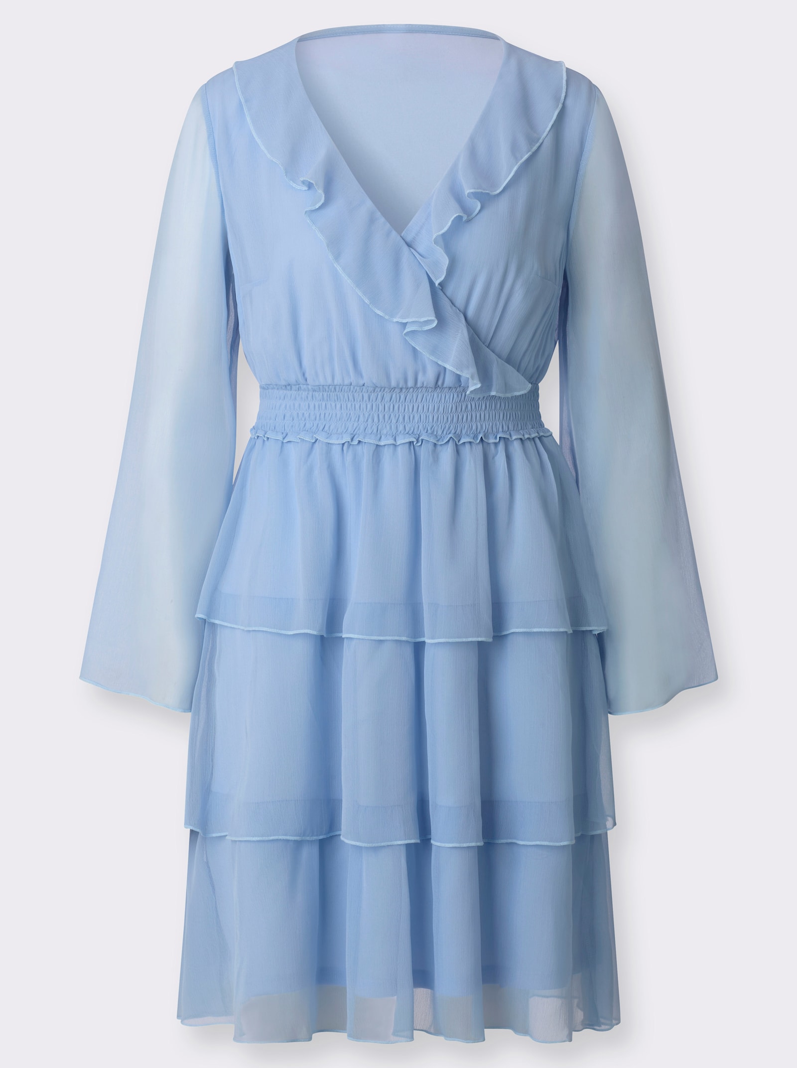 Webkleid in Stufenform - eisblau