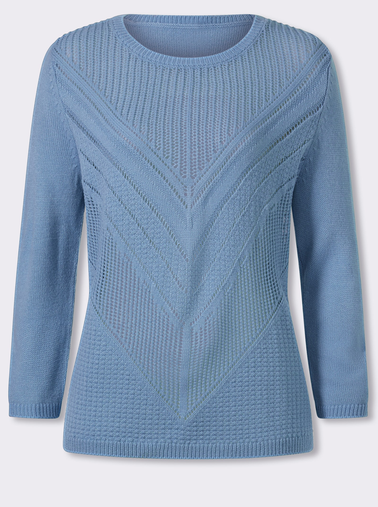 Ajourpullover mit 3/4-Ärmeln - bleu