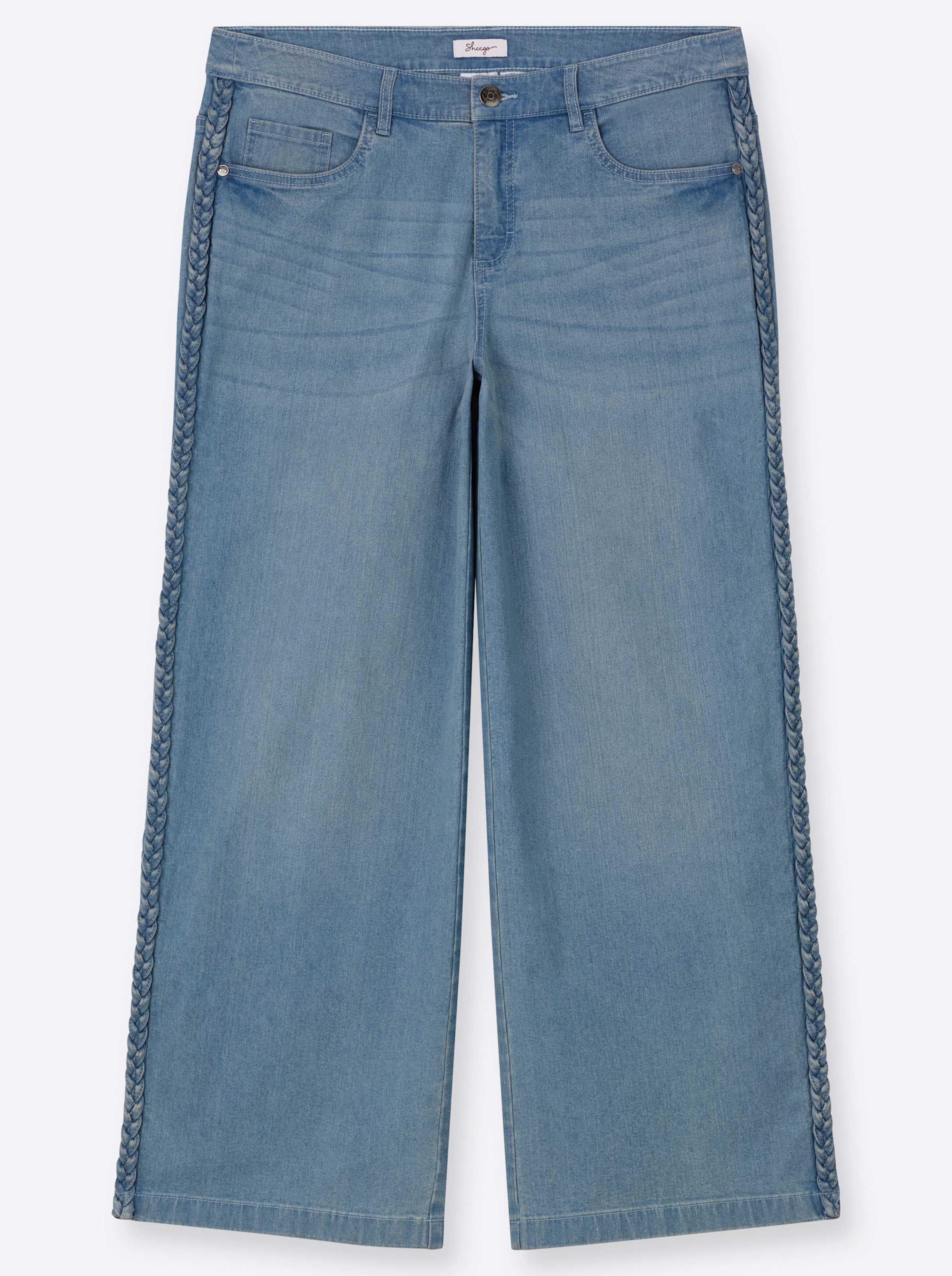 Sheego Damen Blau Stretch-Jeans Gr. 42, Normalgrößen, (, Bleached), 81% Baumwolle, 17% Polyester, 2% Elasthan, Unifarben, Lang, Jeans - Bild 3