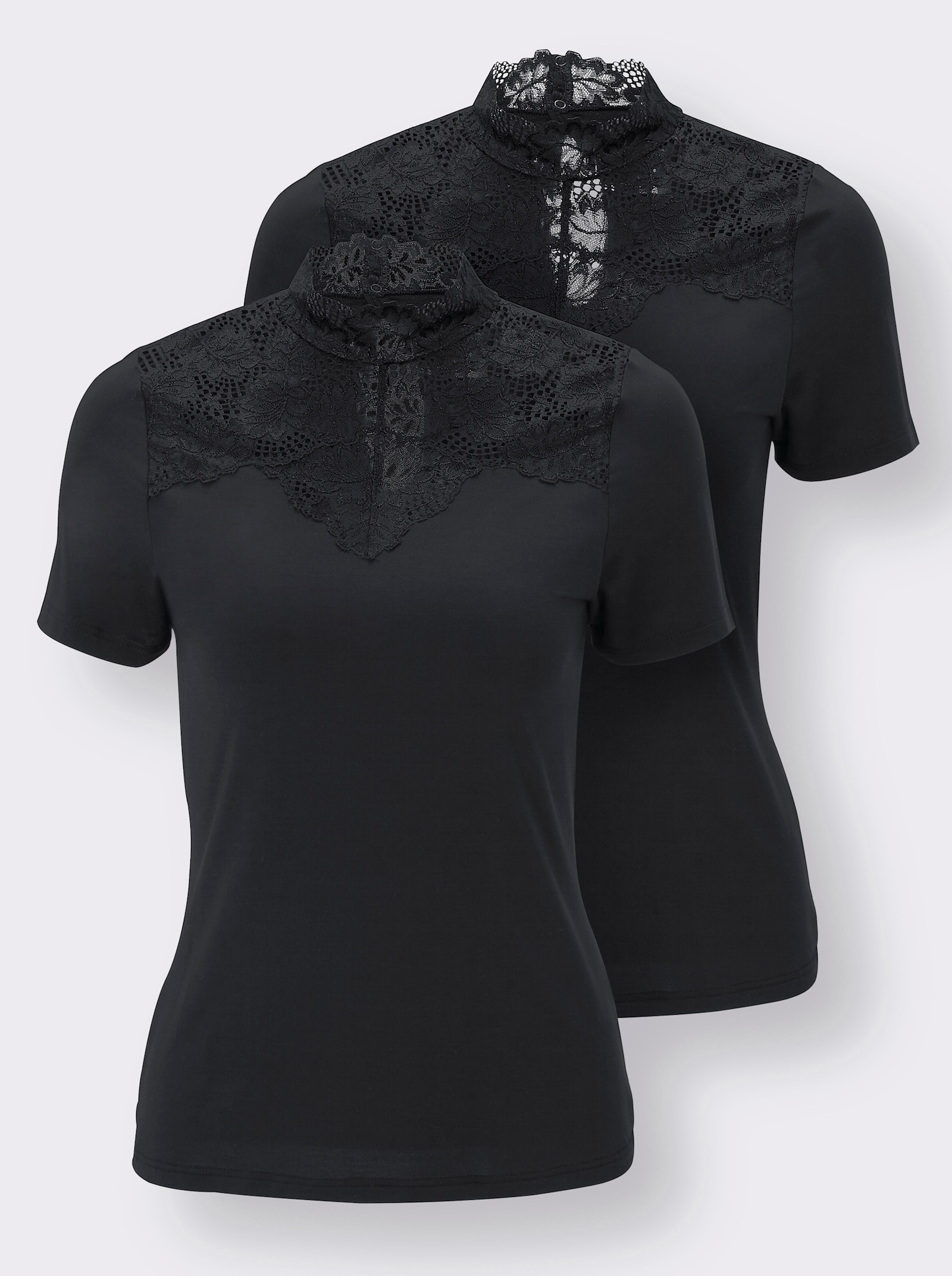 Nina von C. Blazershirt mit Spitze am Stehkragen - schwarz