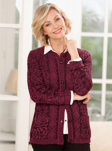 Strickjacke - bordeaux-meliert