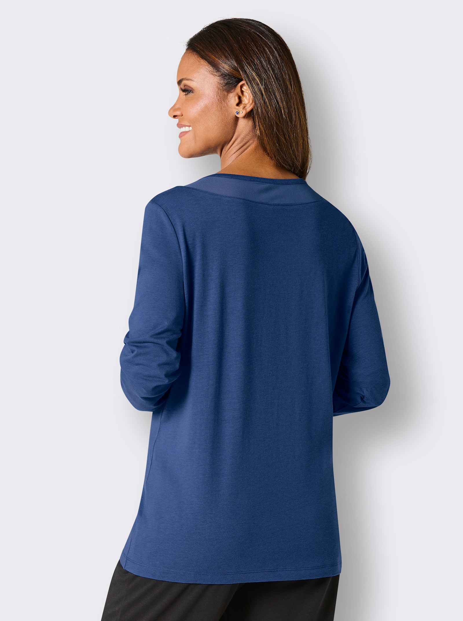wäschepur Schlafanzugshirt mit Mesh-Details - royalblau