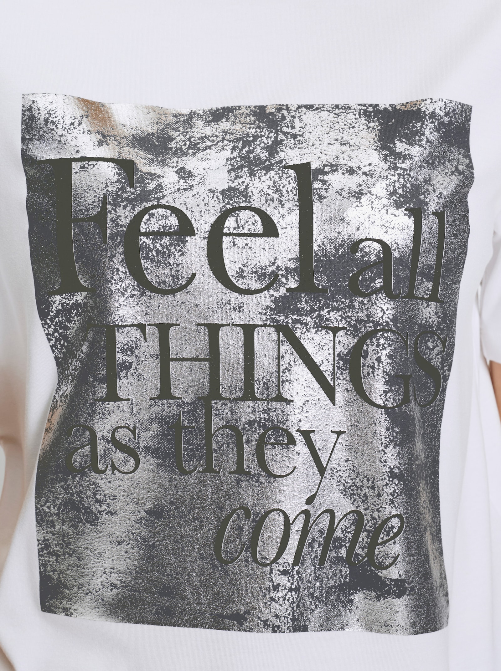 heine T-shirt à manches courtes avec imprimé argenté - écru