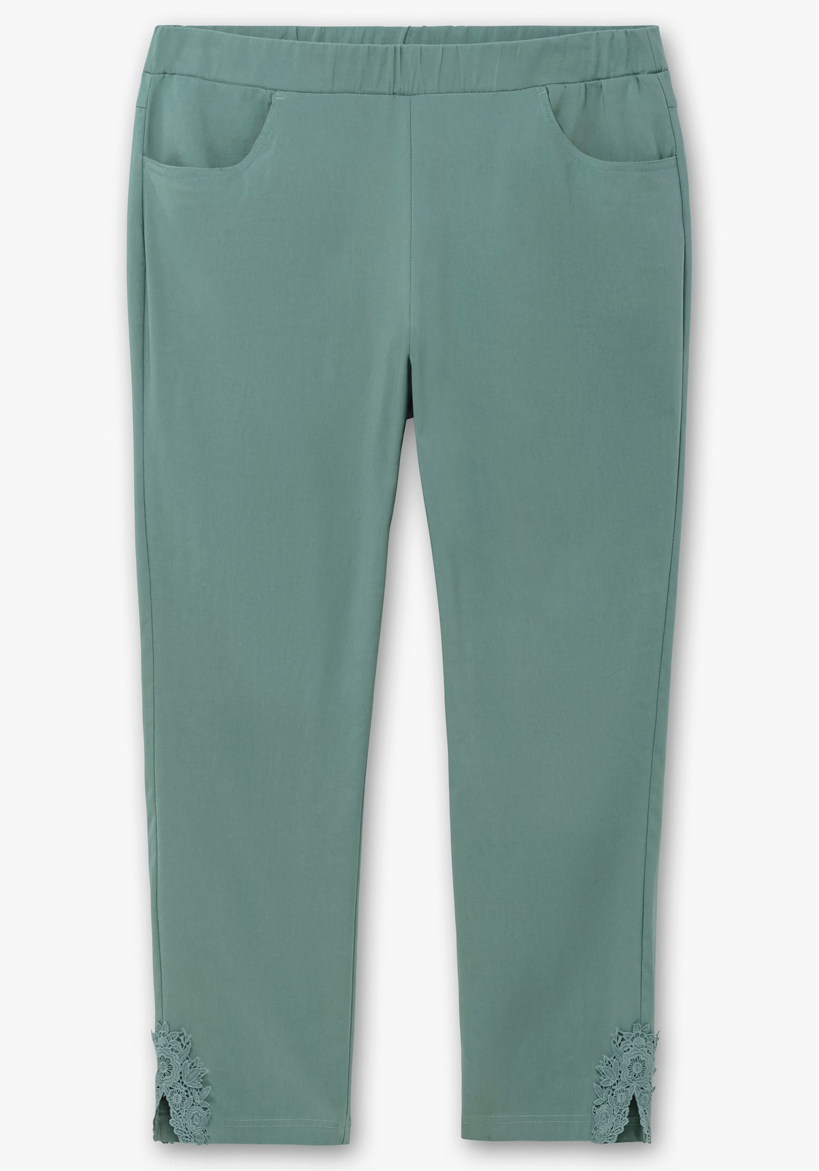 Bengalinhose mit Spitze am Saum - jade