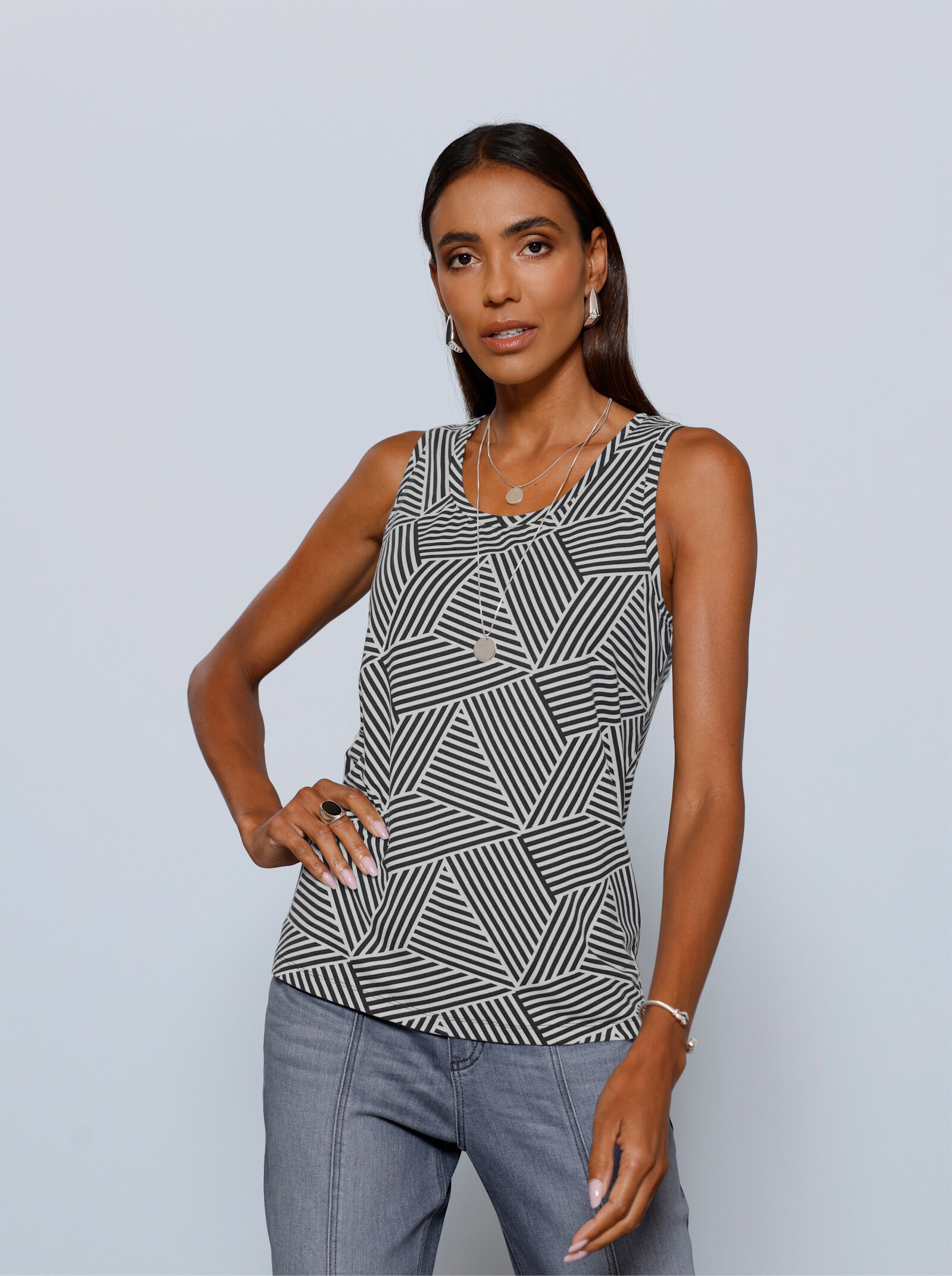 Shirttop mit Grafik-Druck - ecru-schwarz-bedruckt
