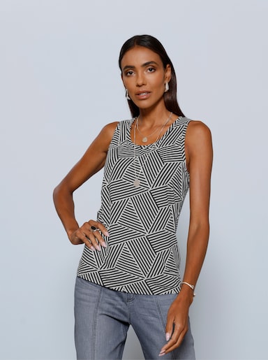 Shirttop mit Grafik-Druck - ecru-schwarz-bedruckt