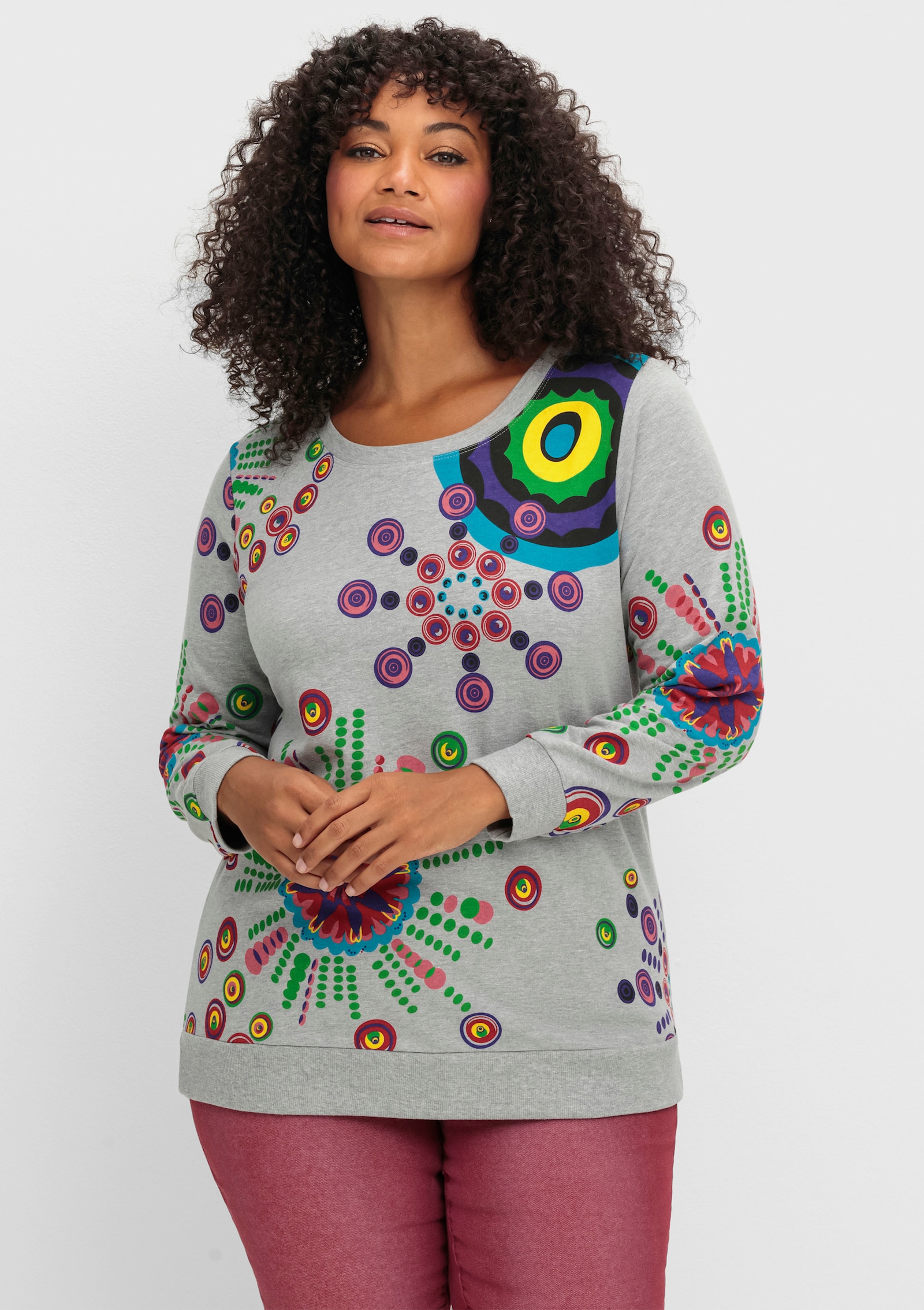 Sweatshirt mit grafischem Druck - grau-meliert bedruckt