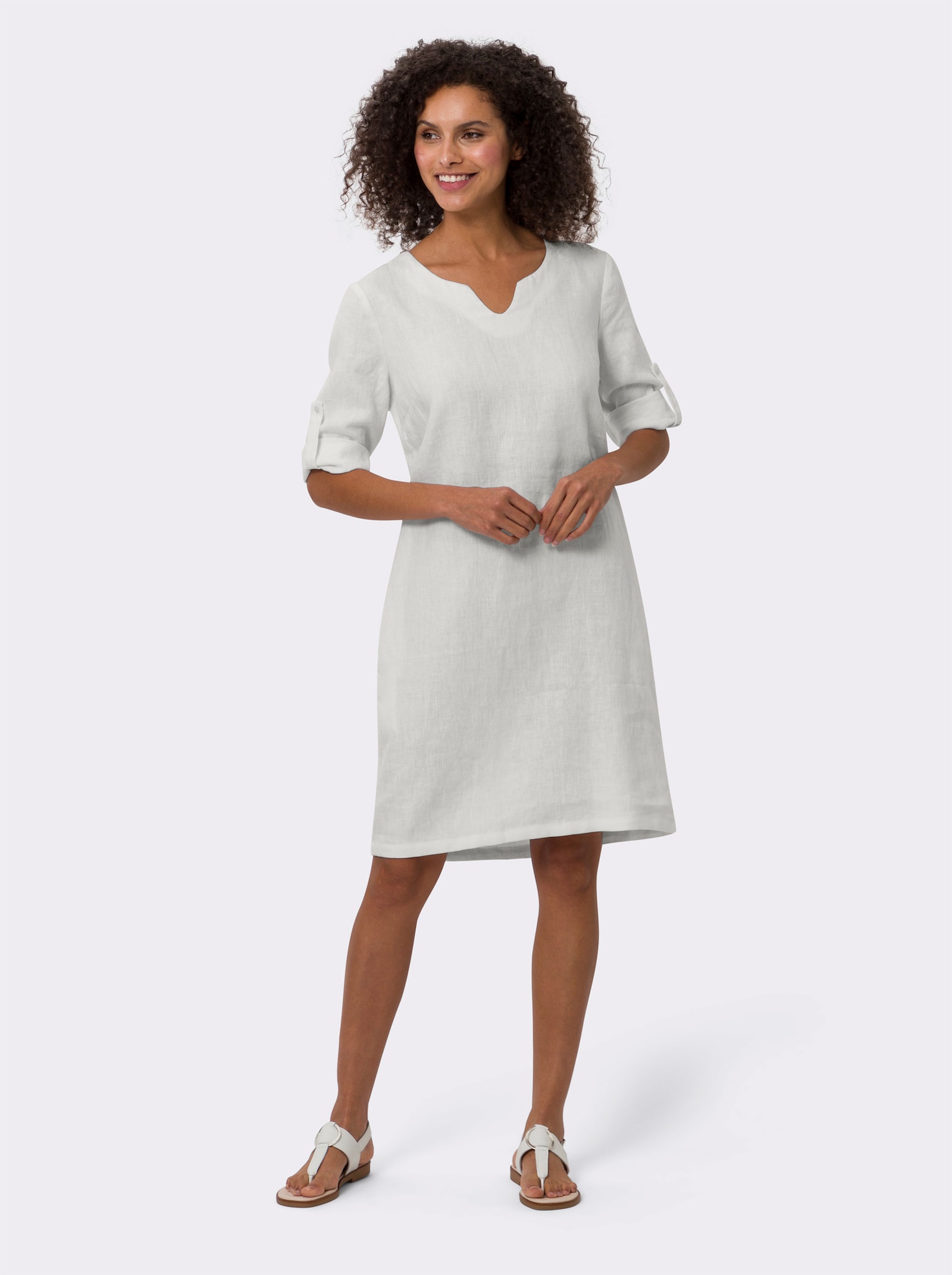 heine Tunikakleid aus reinem Leinen - weiss