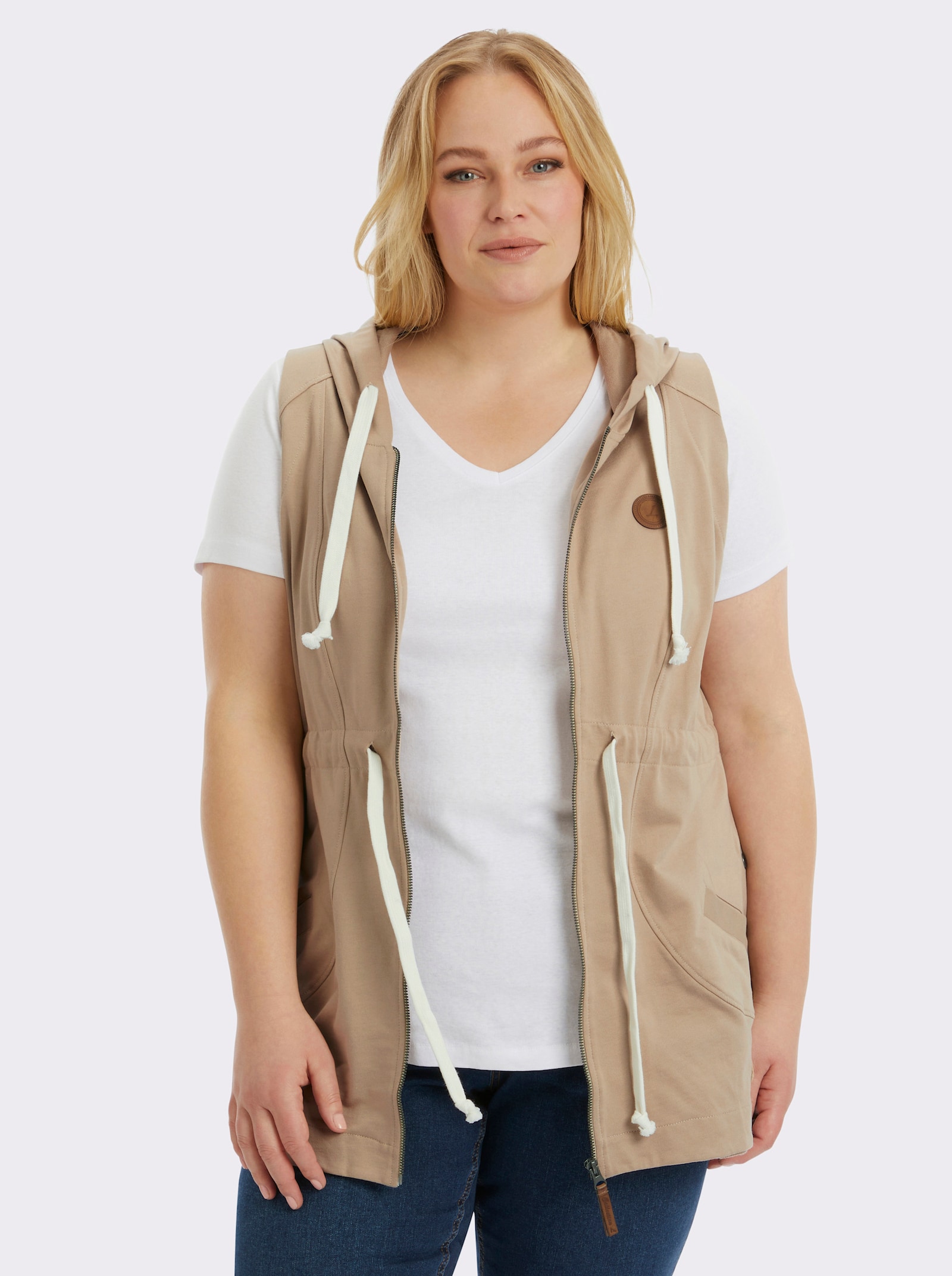 Longweste aus reiner Baumwolle - sesam