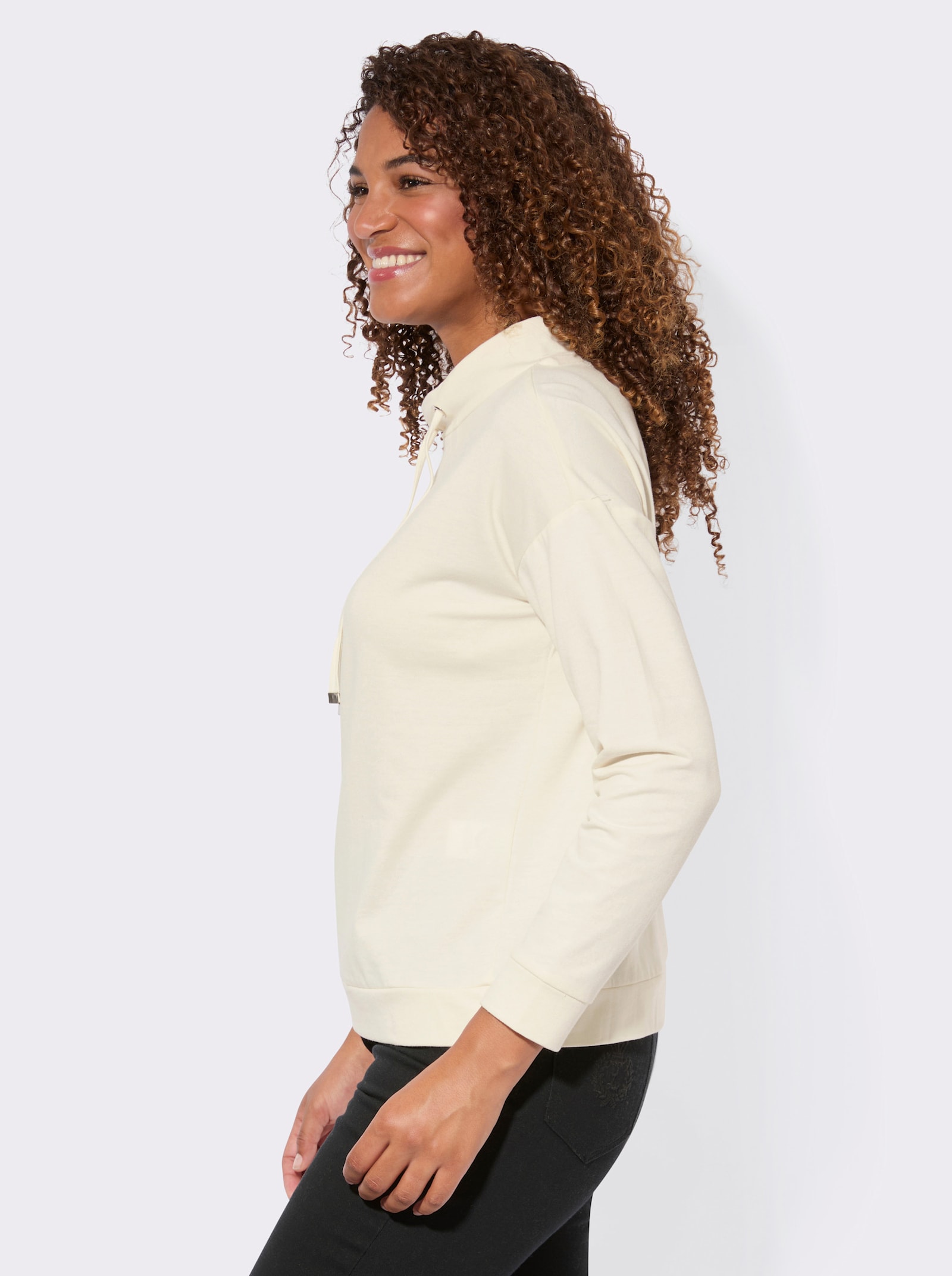 Sweatshirt mit Kordelzug - champagner