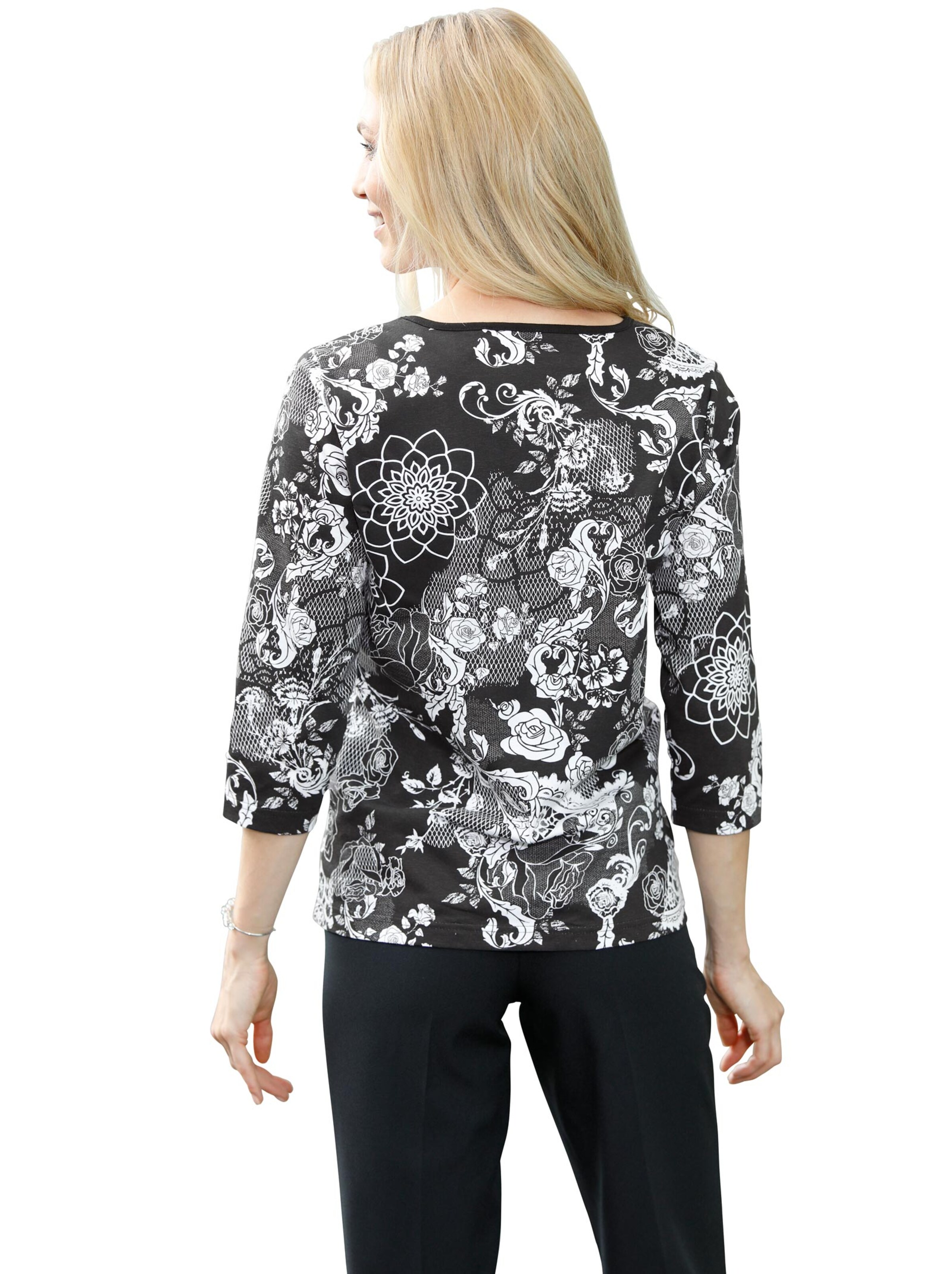 Shirt - schwarz-weiß-gemustert