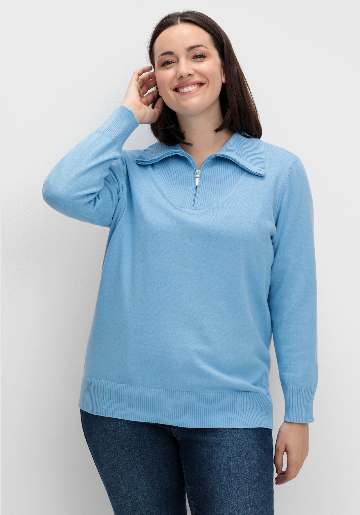 Troyer aus reiner Baumwolle - himmelblau