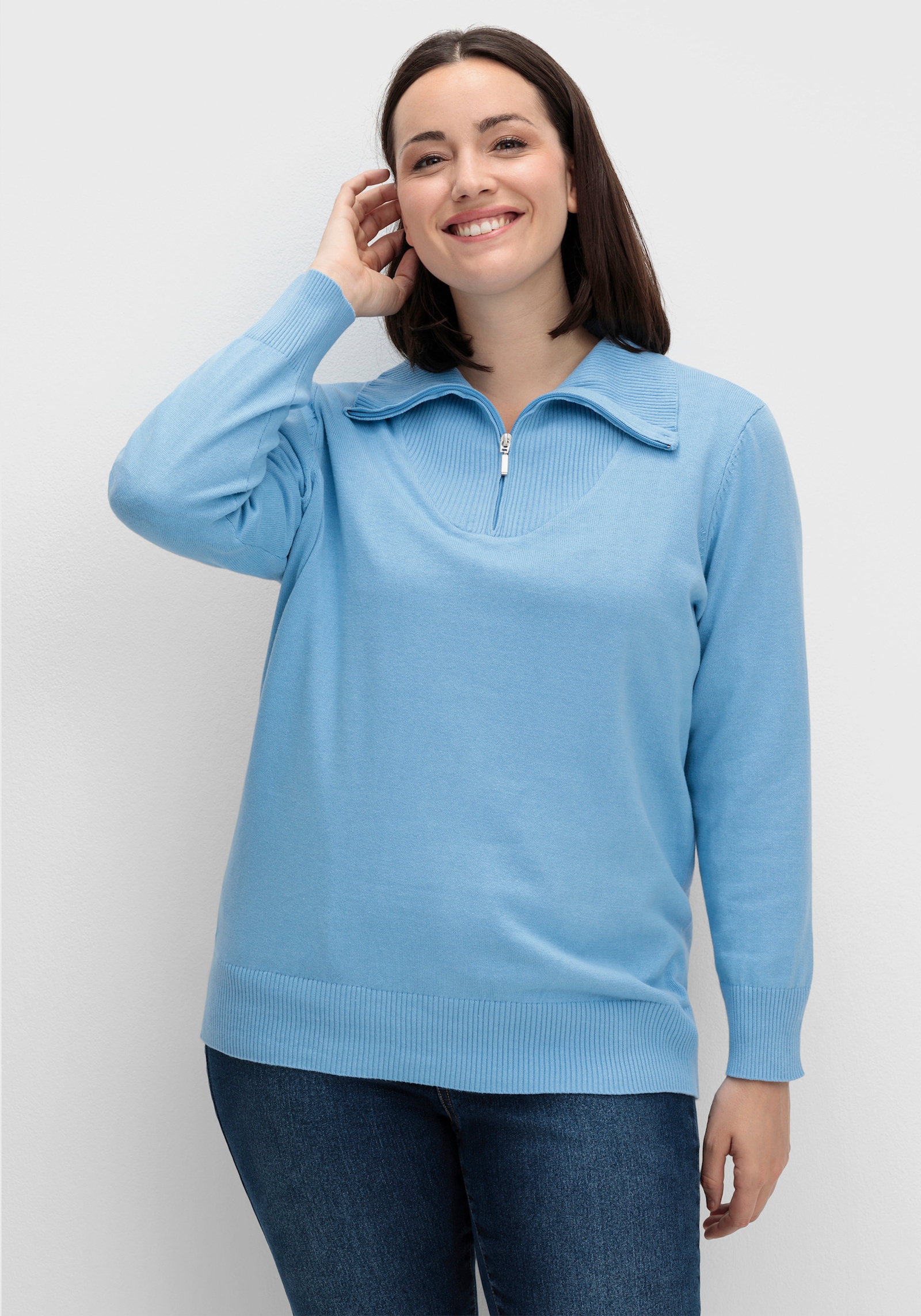 Troyer aus reiner Baumwolle - himmelblau