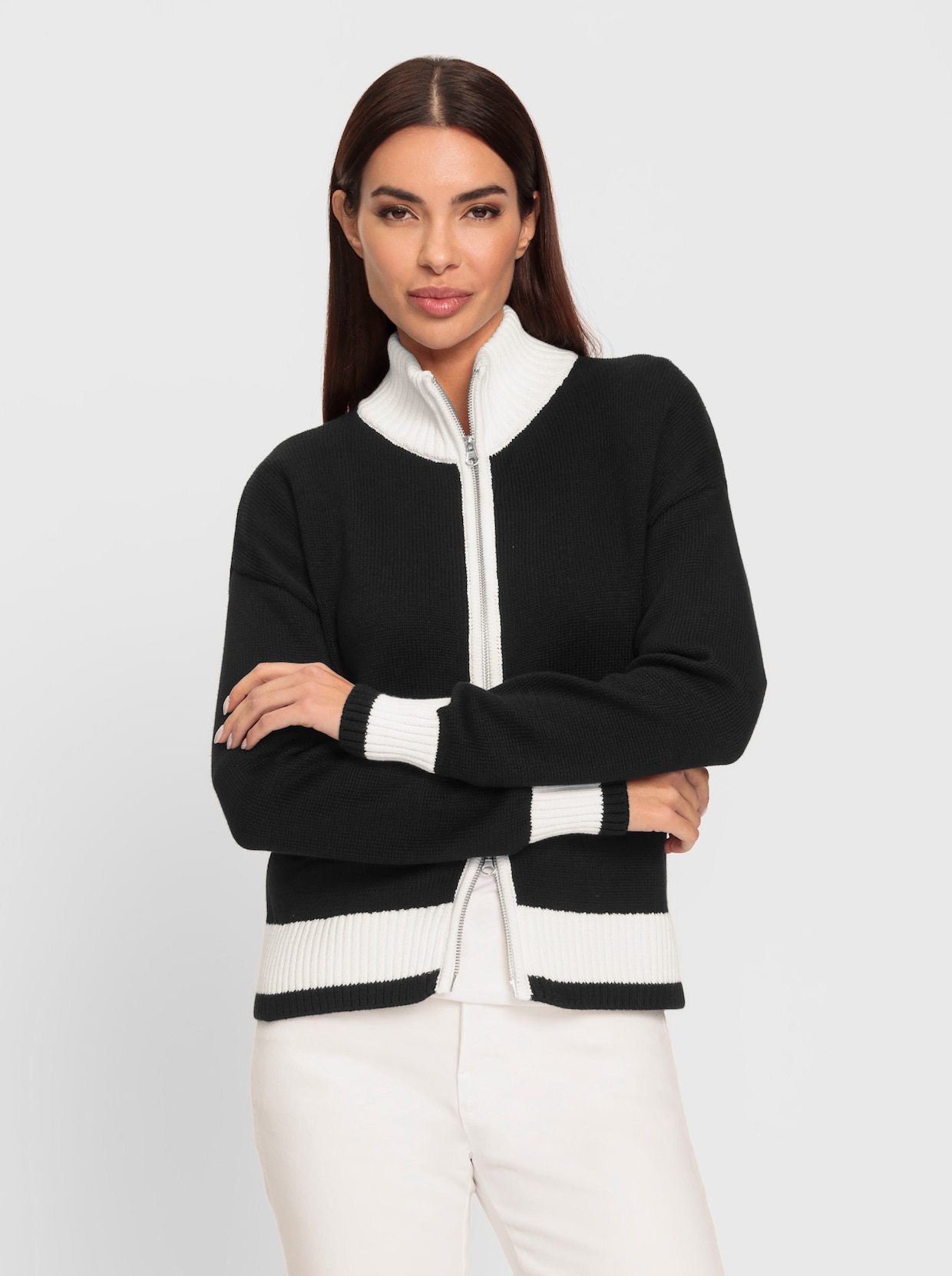 heine Vest - zwart/ecru gedessineerd
