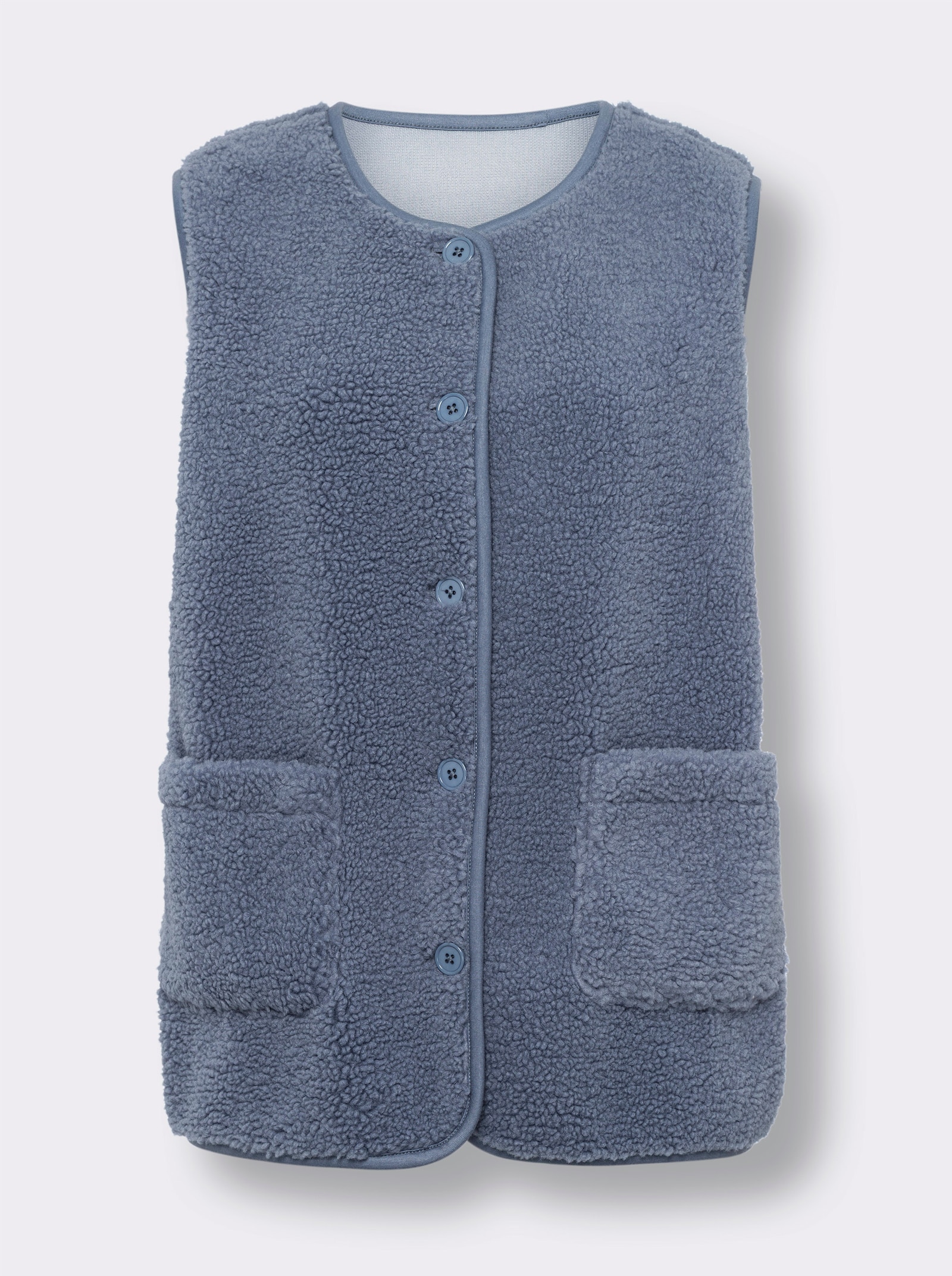 Fleecová vesta na knoflíky - holubí modrá