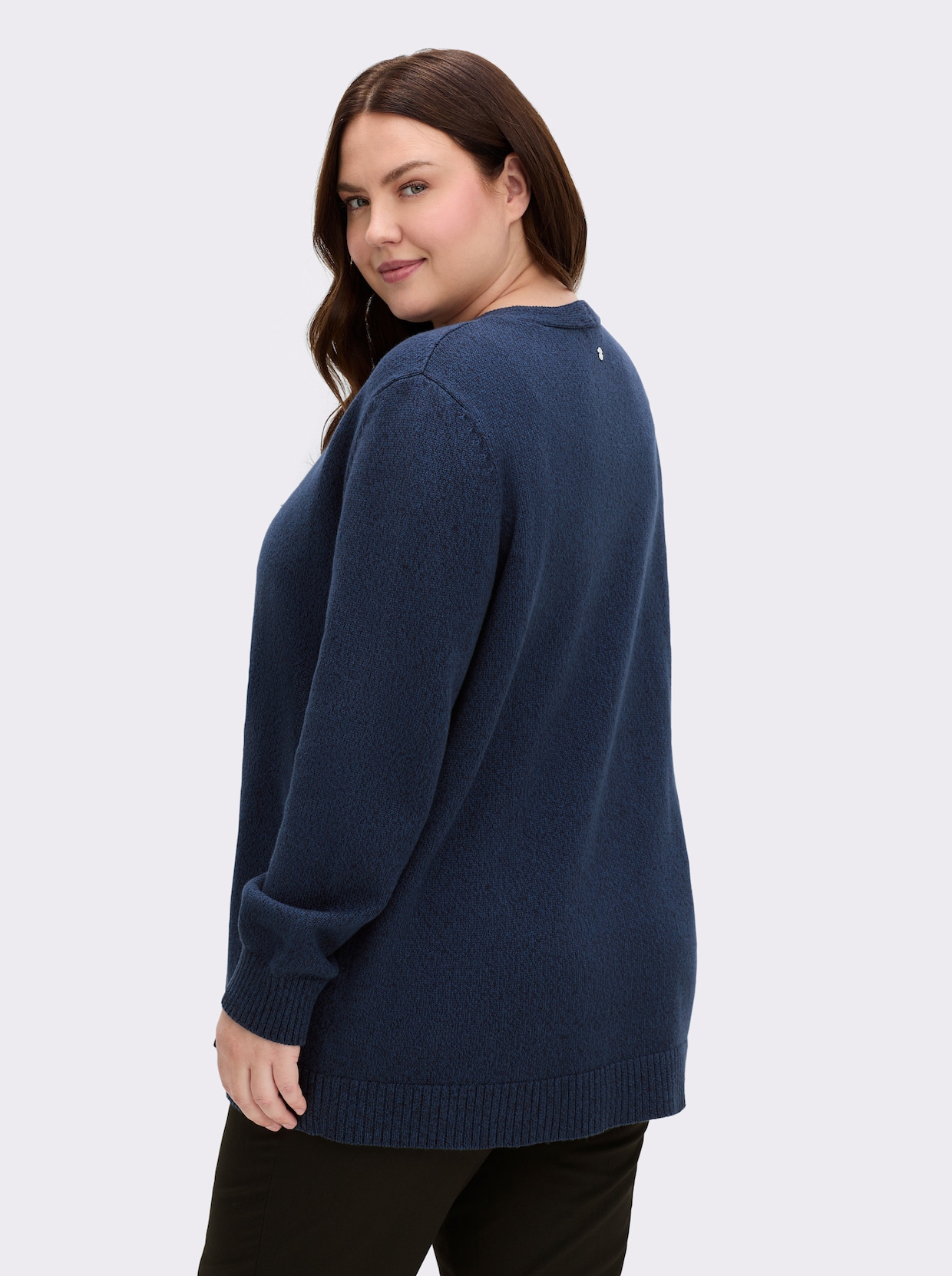 sheego Strickjacke - dark blue-meliert