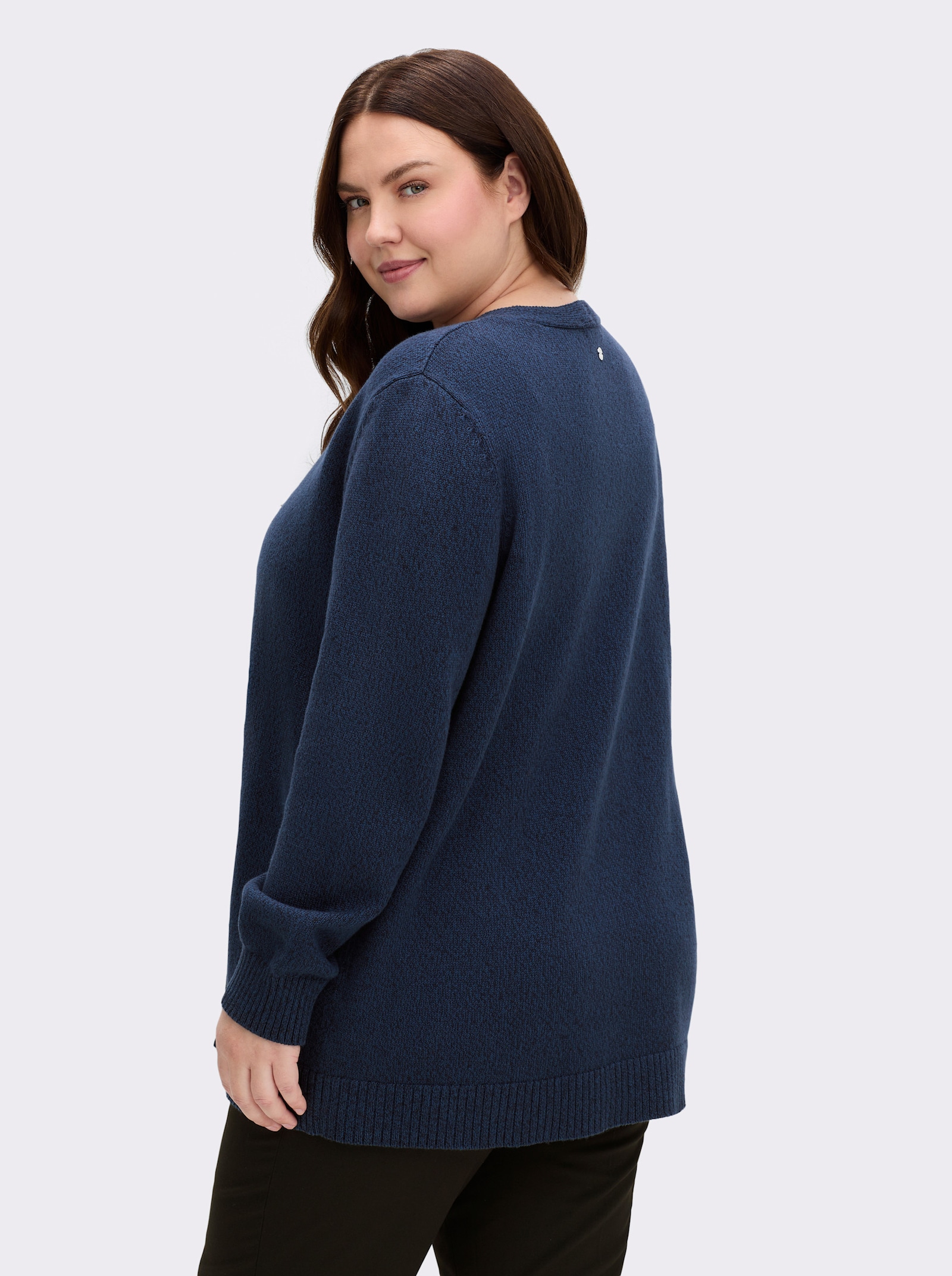 sheego Vest met gemêleerd effect - dark-blue gemêleerd