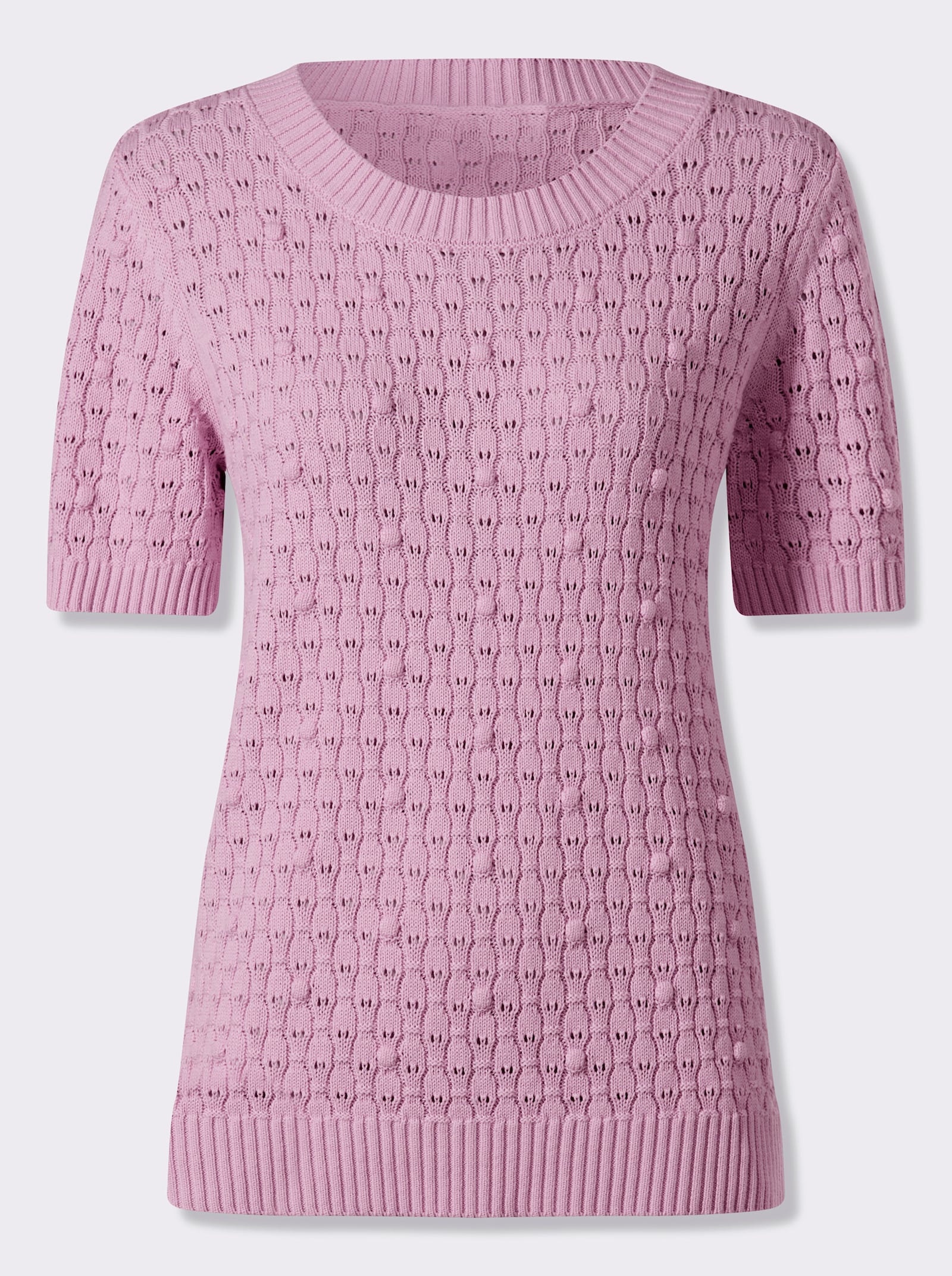 heine Kurzarmpullover mit Ajourmuster - rosé