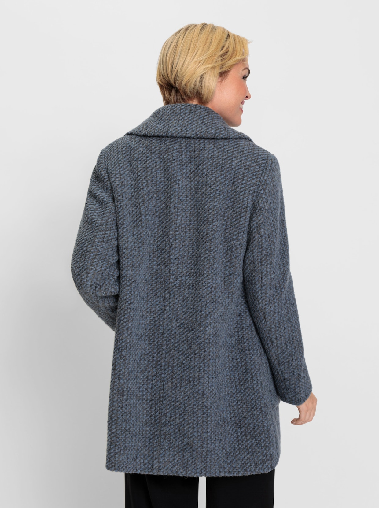 Longjacke - rauchblau-anthrazit-gemustert